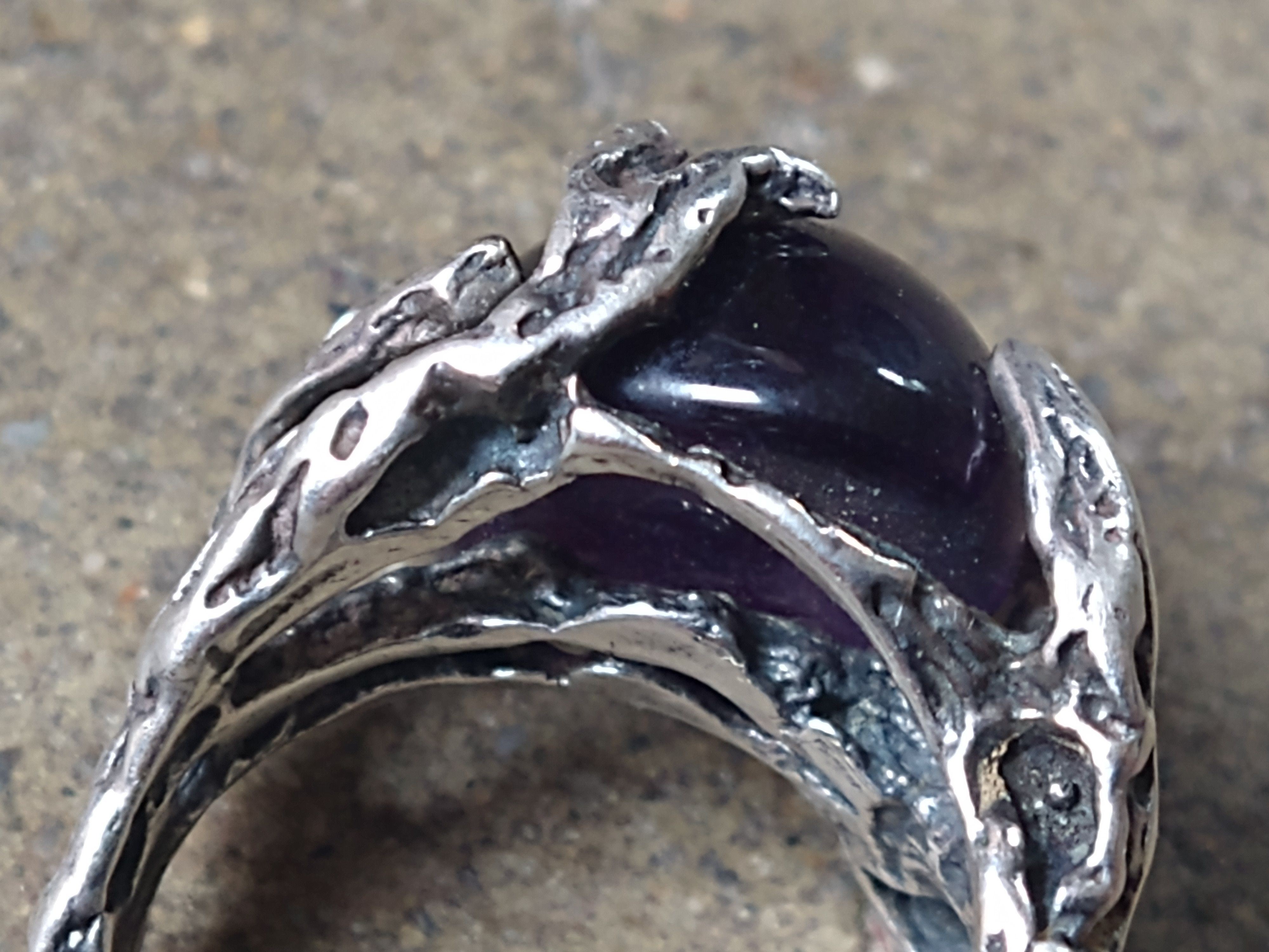 Other Sterling Silver Ring Purple Amethyst 7.75 Brutalist Modern Size ONE SIZE - 9 Thumbnail