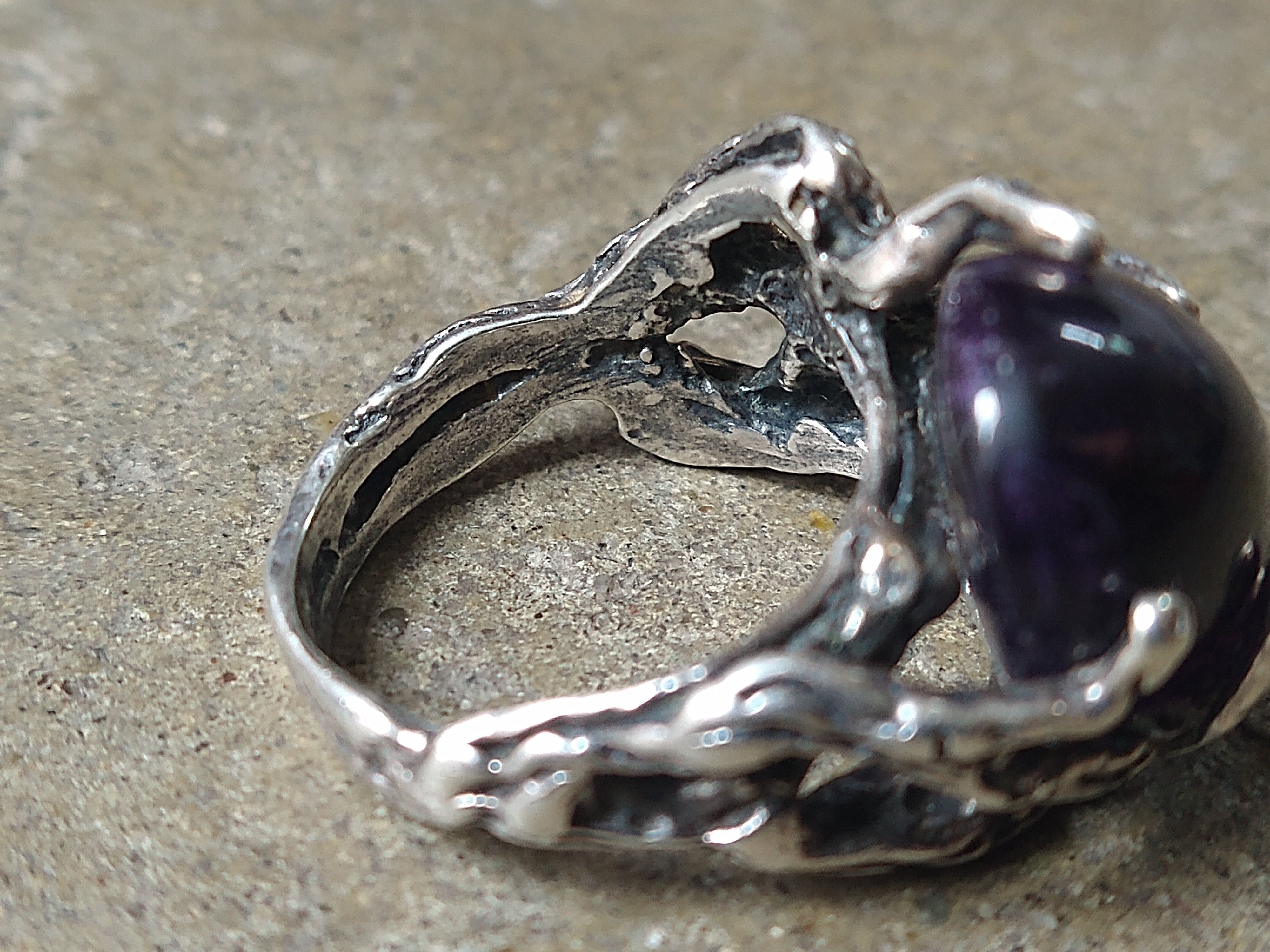 Other Sterling Silver Ring Purple Amethyst 7.75 Brutalist Modern Size ONE SIZE - 6 Thumbnail