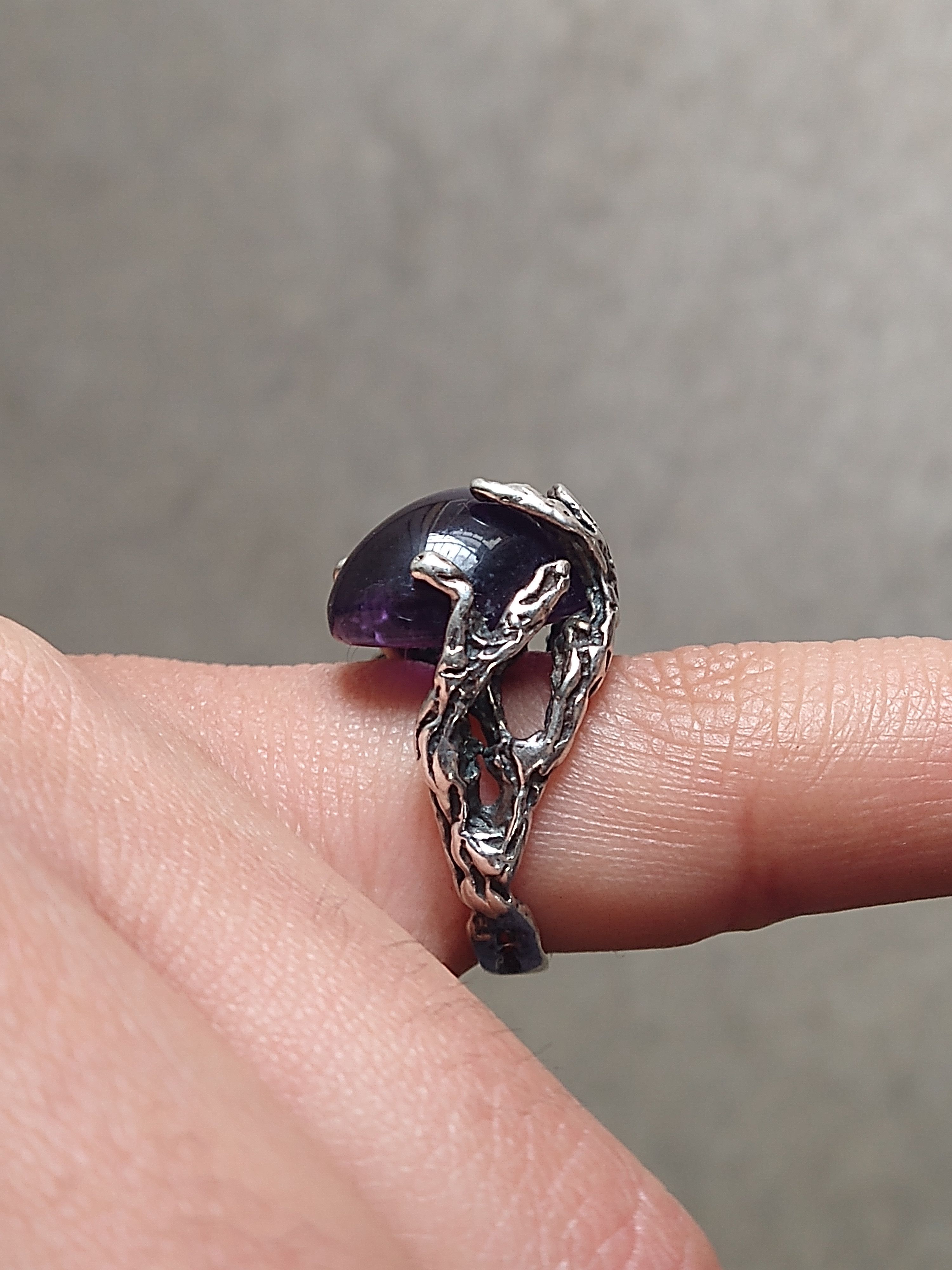 Other Sterling Silver Ring Purple Amethyst 7.75 Brutalist Modern Size ONE SIZE - 14 Thumbnail