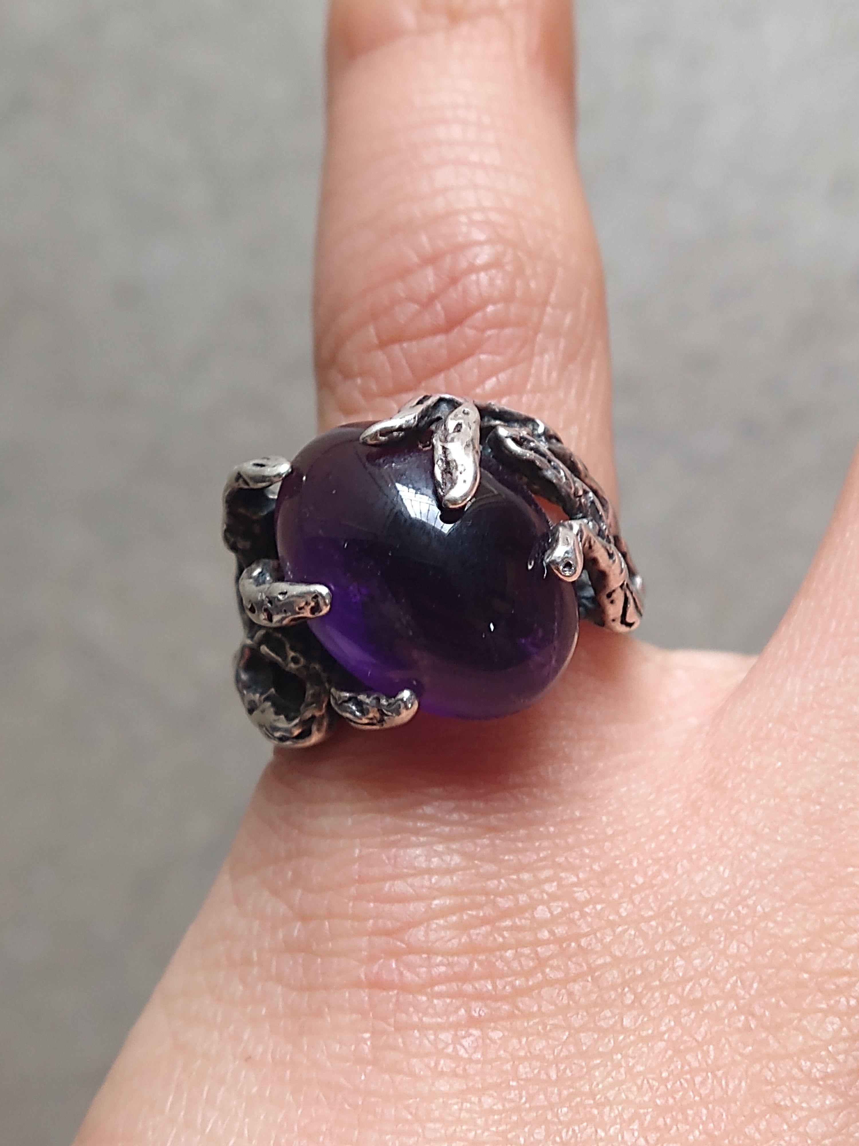 Other Sterling Silver Ring Purple Amethyst 7.75 Brutalist Modern Size ONE SIZE - 13 Thumbnail