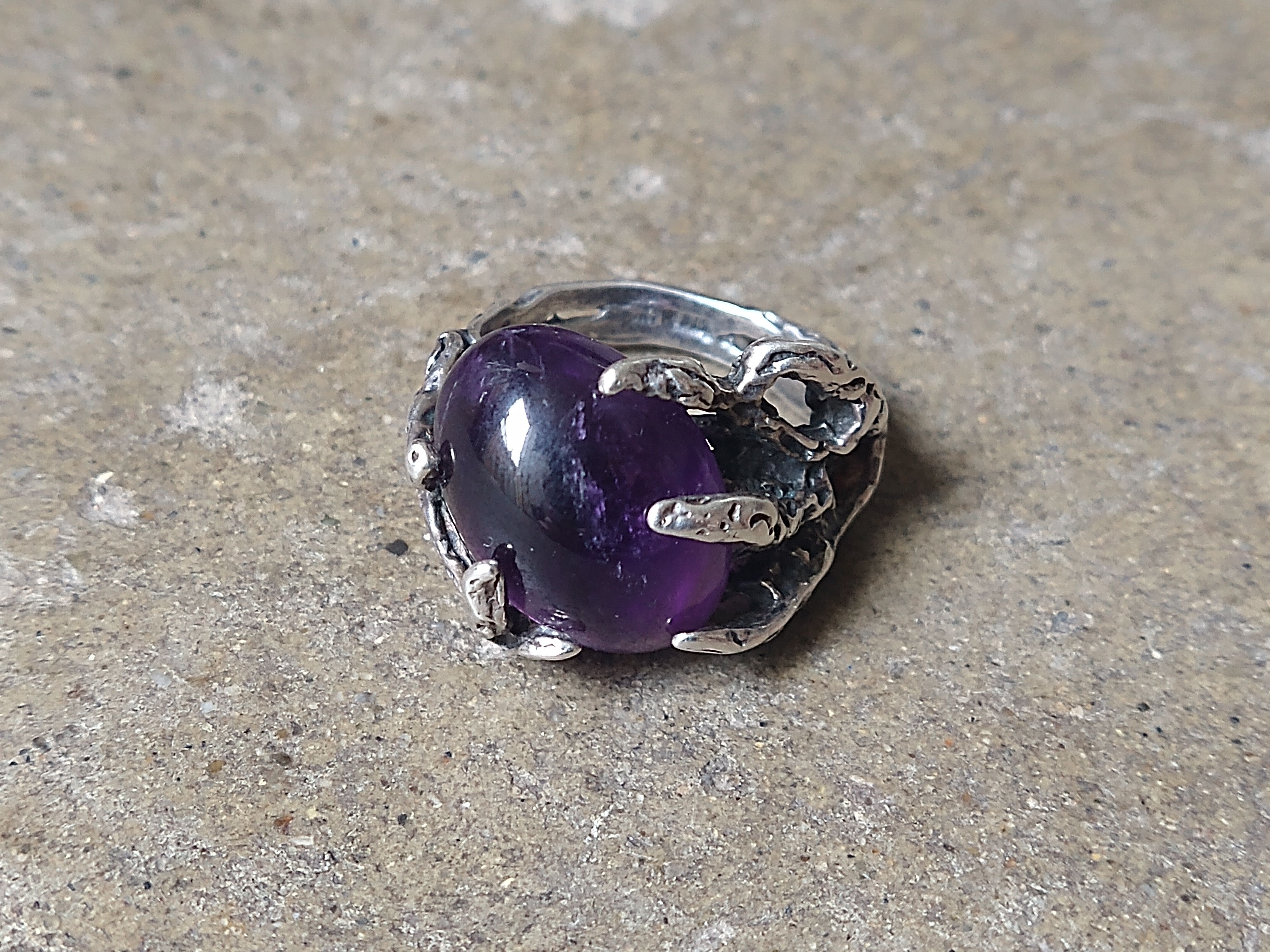 Other Sterling Silver Ring Purple Amethyst 7.75 Brutalist Modern Size ONE SIZE - 2 Thumbnail