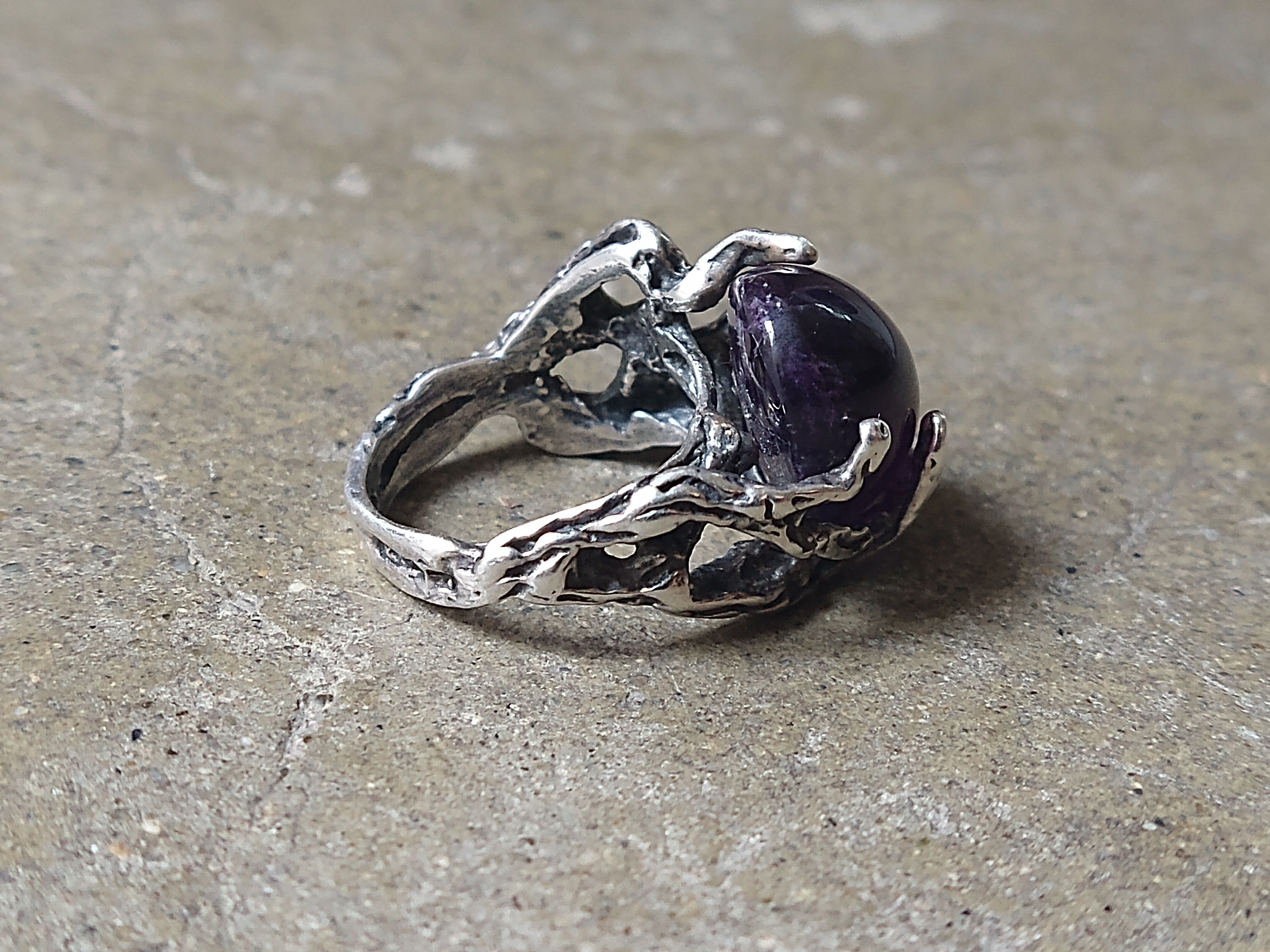 Other Sterling Silver Ring Purple Amethyst 7.75 Brutalist Modern Size ONE SIZE - 5 Thumbnail