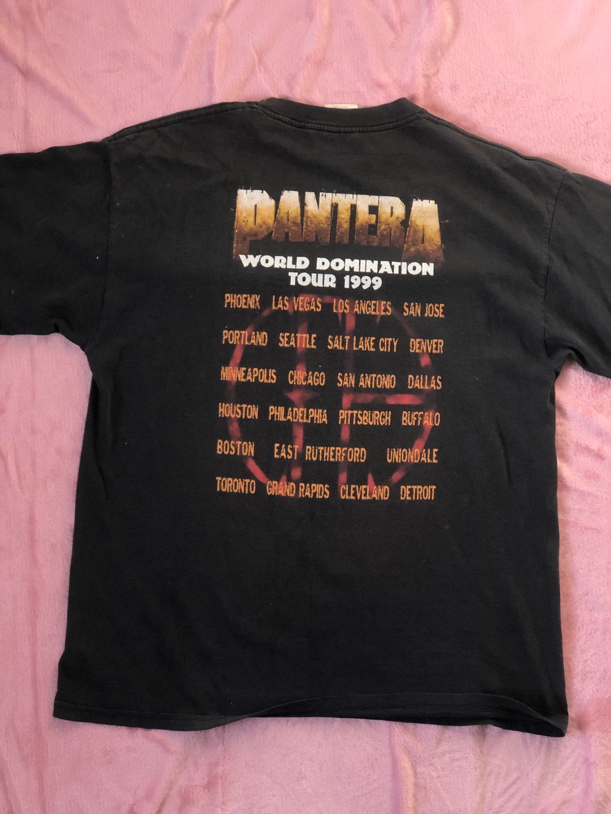 Vintage Pantera World orders Domination Tour 99 Faded Black T-Shirt - Size XL