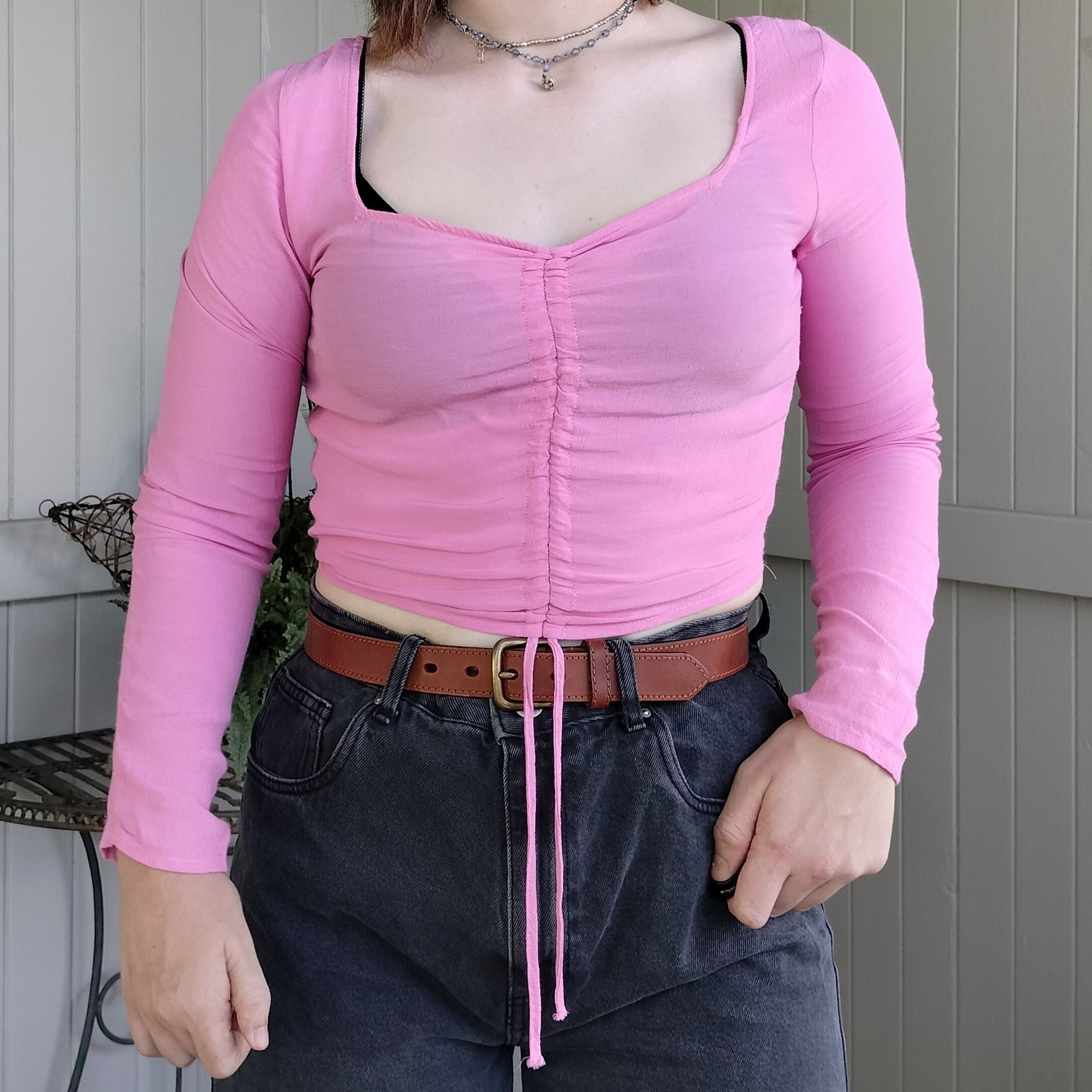 Bershka Bershka hot pink ruched gathered front crop top Size S / US 4 / IT 40 - 2 Thumbnail