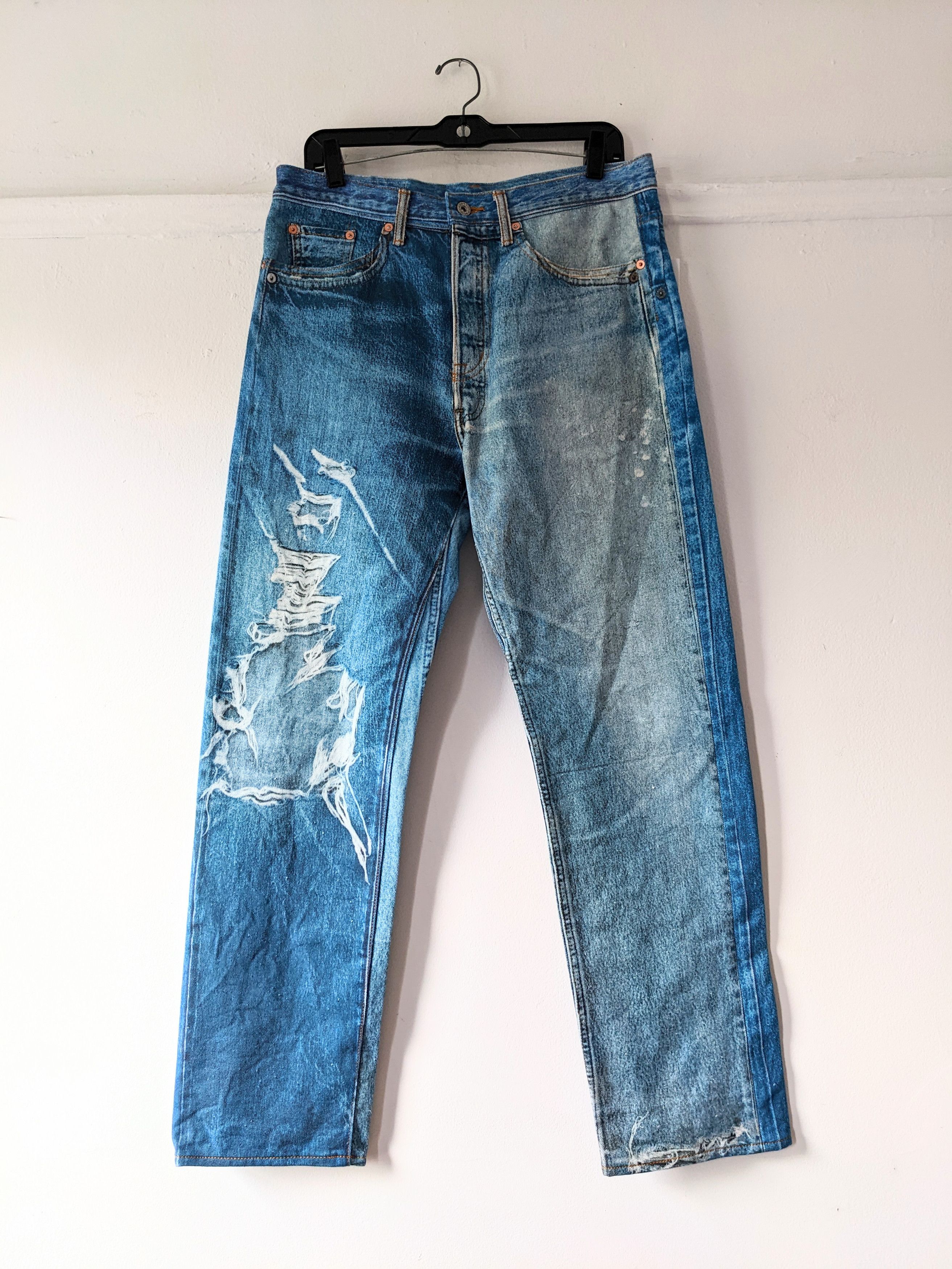 Dirk Van Saene denim trucker jacket trompe l'oeil topstitch sleeveless top main image 1