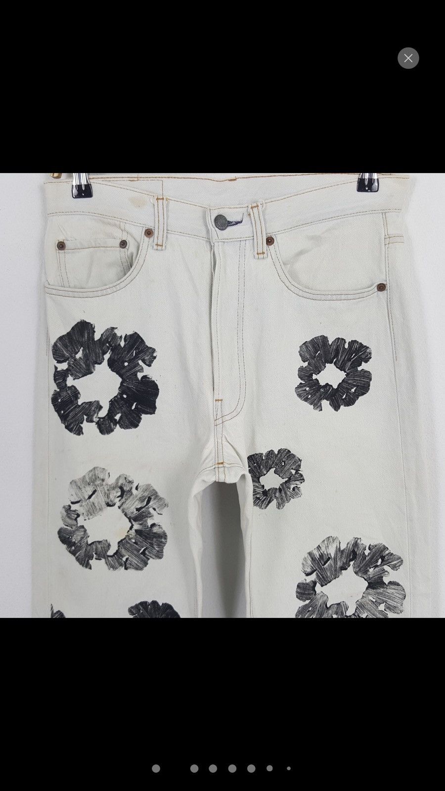 Levi's × Vintage Vintage Levi's American Style Flower Custom Art Denim Size US 31 - 15 Thumbnail