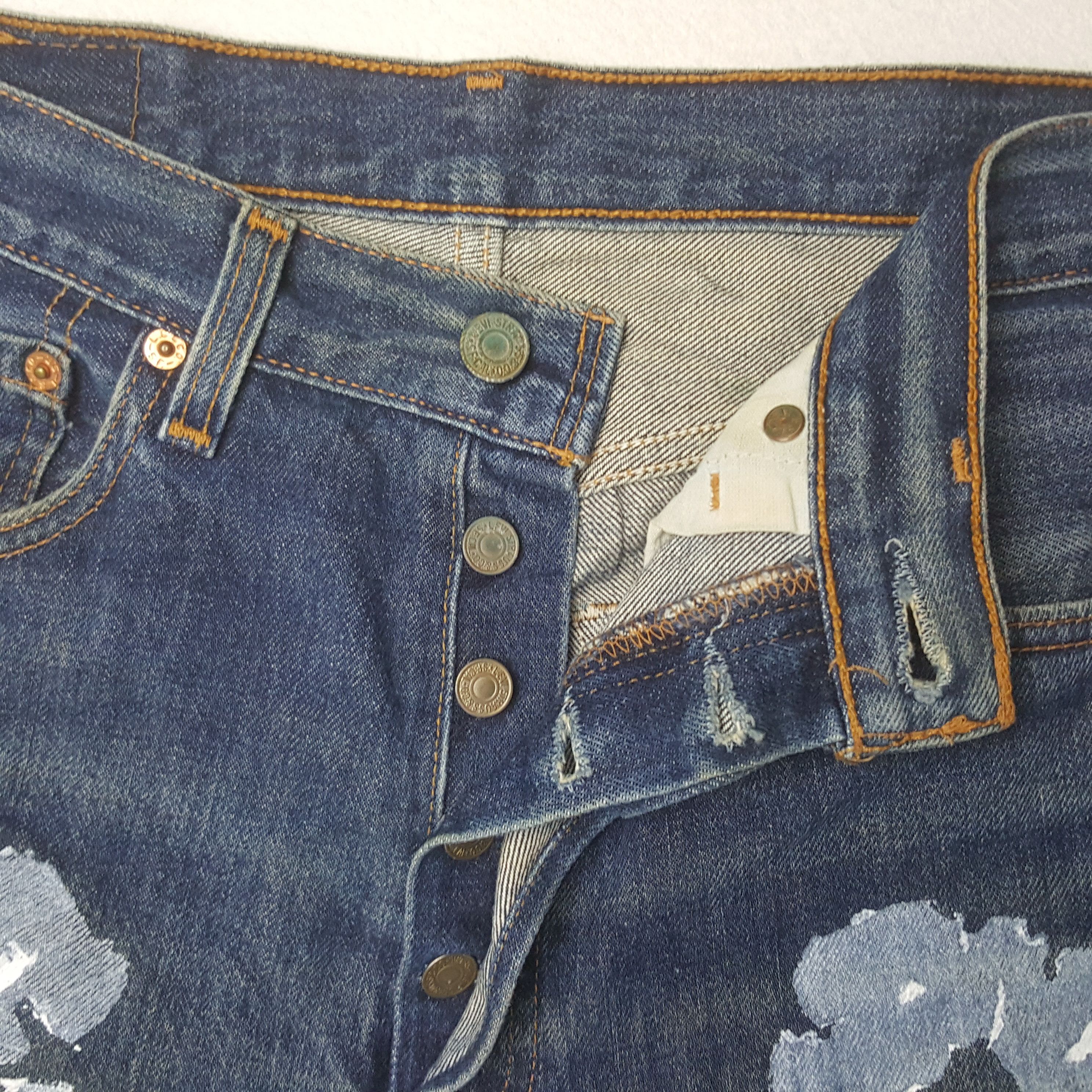 Levi's × Vintage Vintage Levi's American Style Flower Custom Art Denim Size US 31 - 12 Thumbnail
