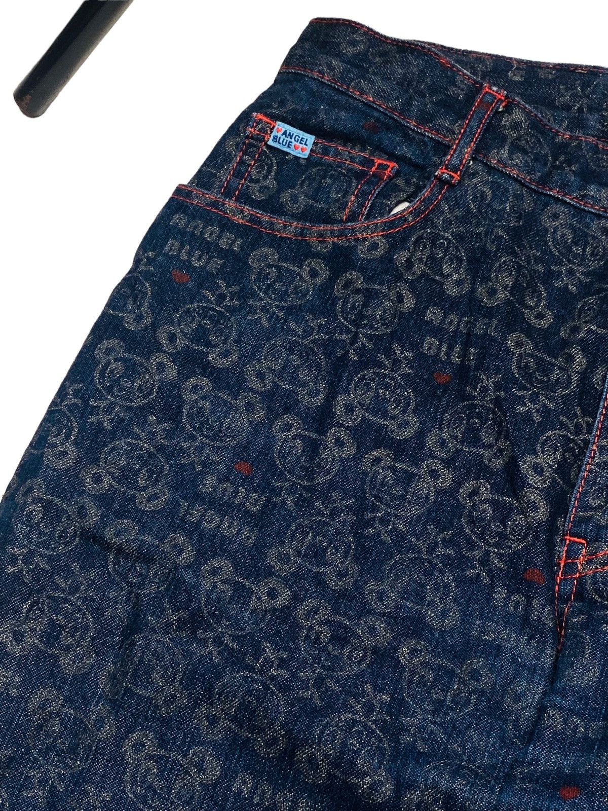 Angel Blue × Japanese Brand 1990s Angel Blue - Printed Mascot Denim Pants Size US 28 / EU 44 - 5 Thumbnail