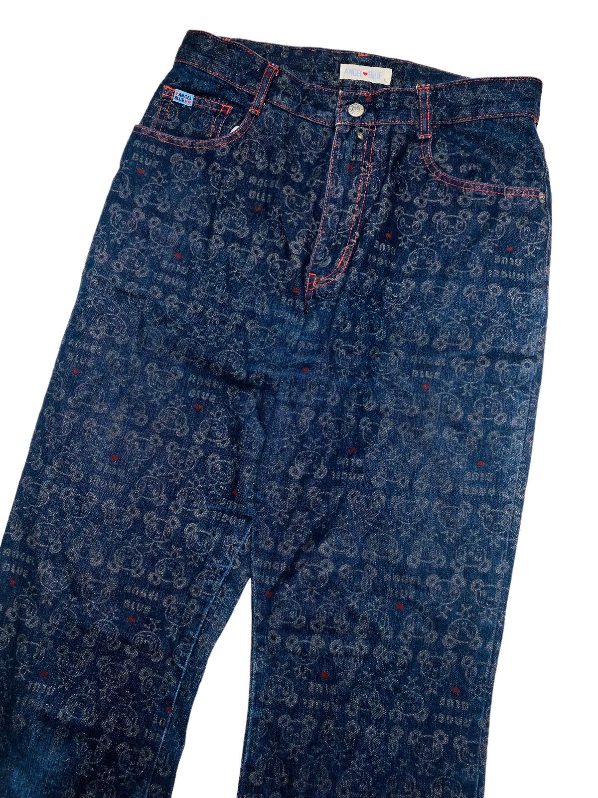 Angel Blue × Japanese Brand 1990s Angel Blue - Printed Mascot Denim Pants Size US 28 / EU 44 - 3 Thumbnail