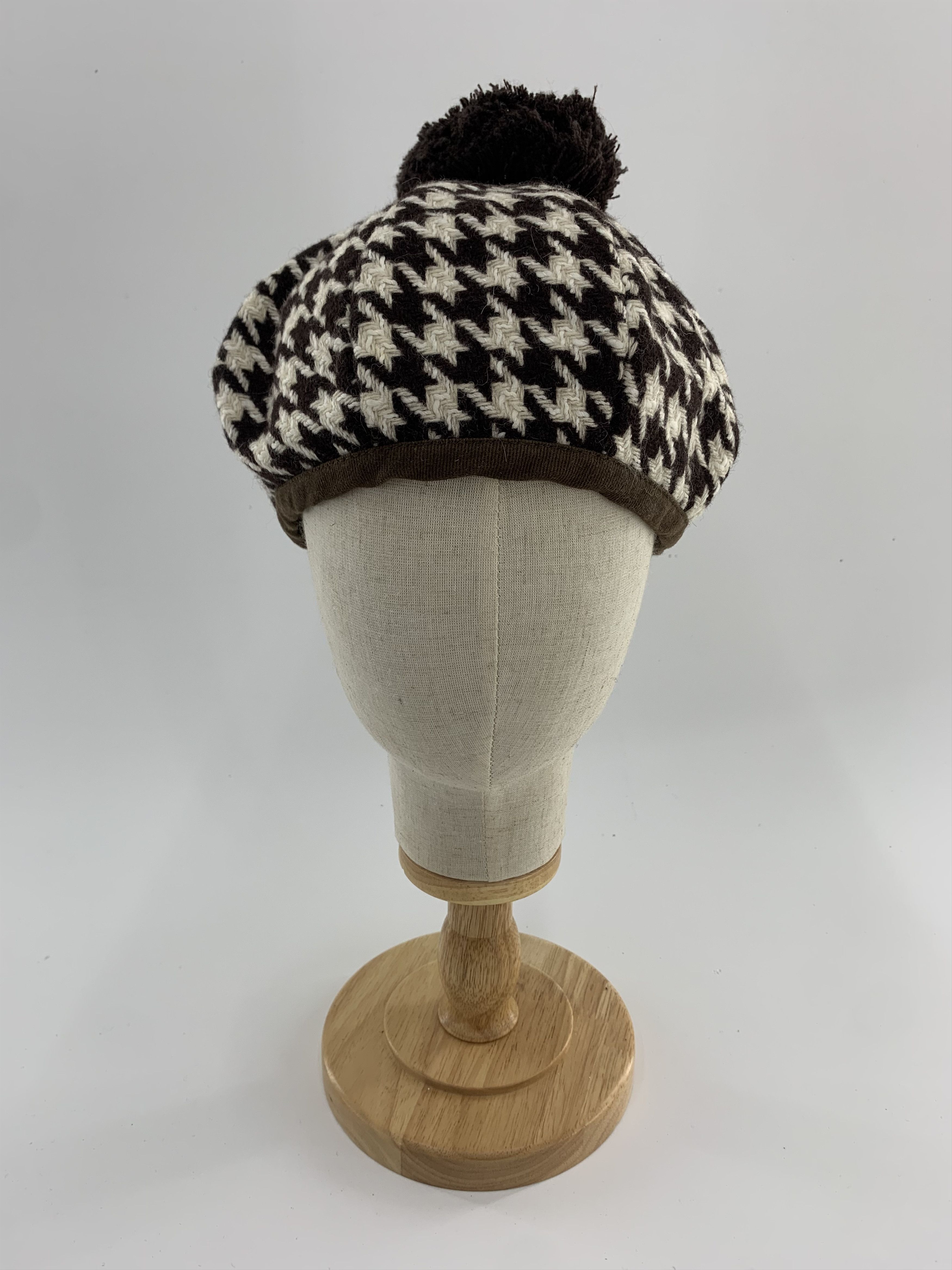 Japanese Brand Houndstooth Beanie Hat Size ONE SIZE - 2 Thumbnail