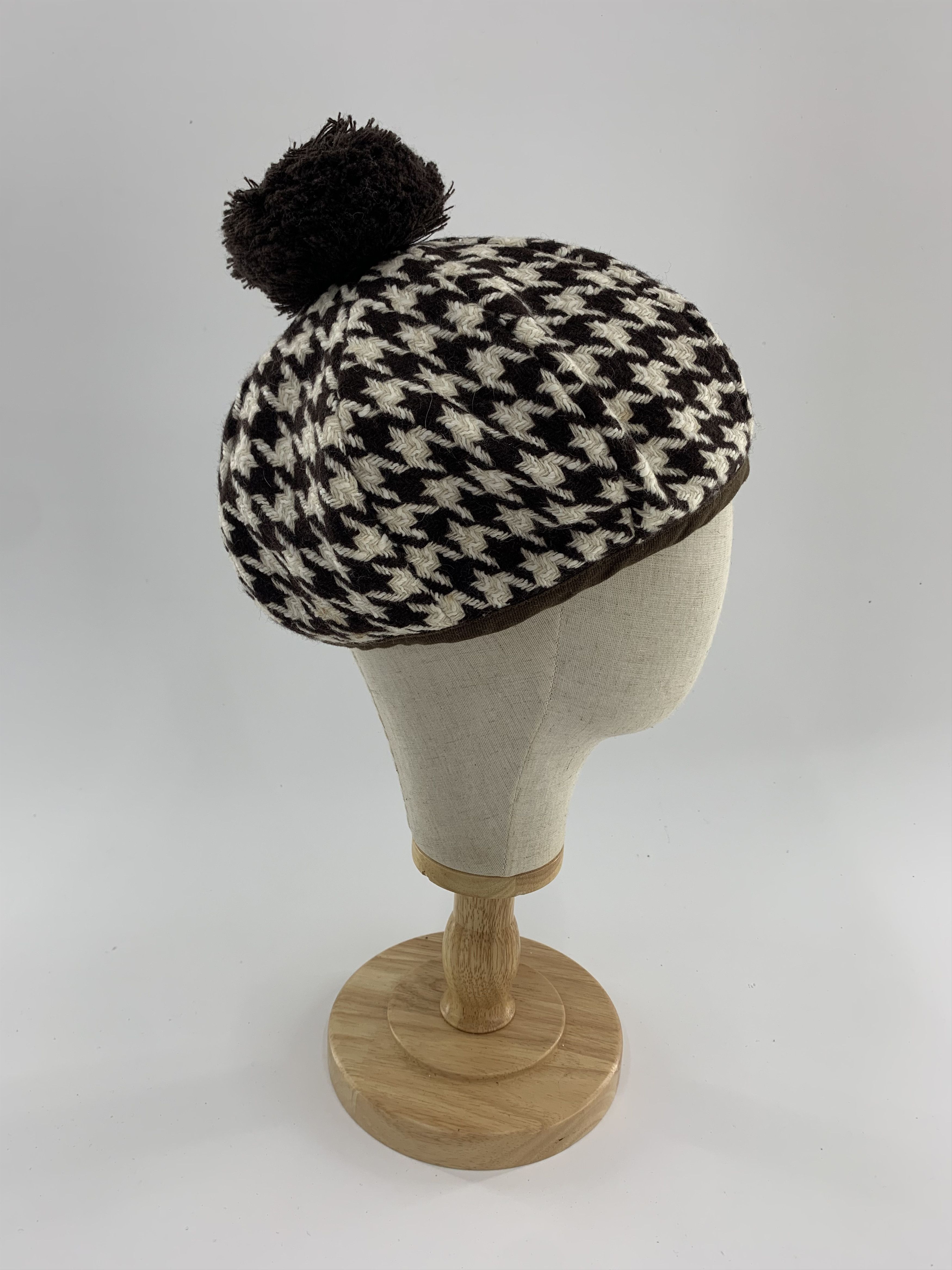 Japanese Brand Houndstooth Beanie Hat Size ONE SIZE - 4 Thumbnail