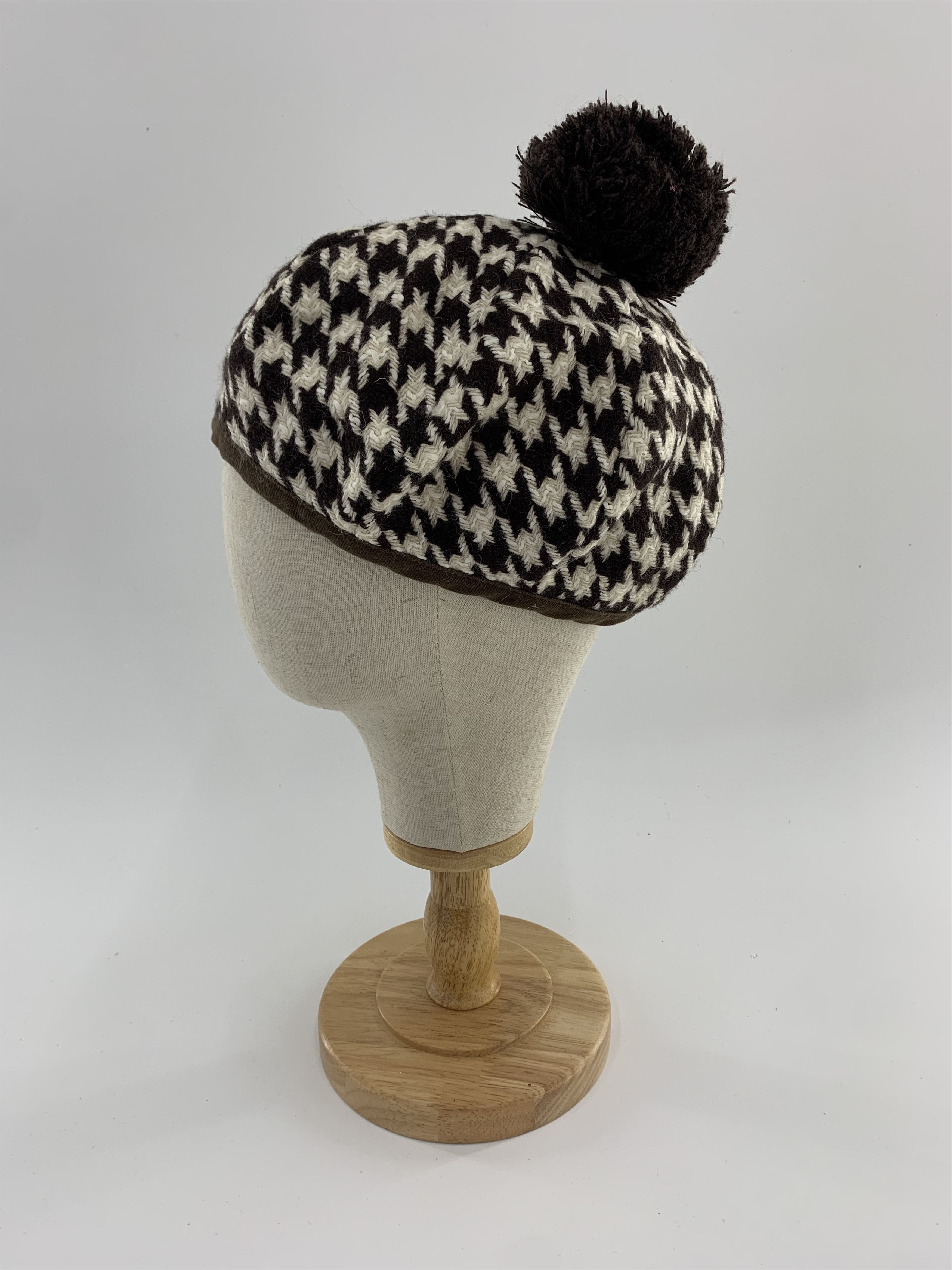 Japanese Brand Houndstooth Beanie Hat Size ONE SIZE - 1 Thumbnail