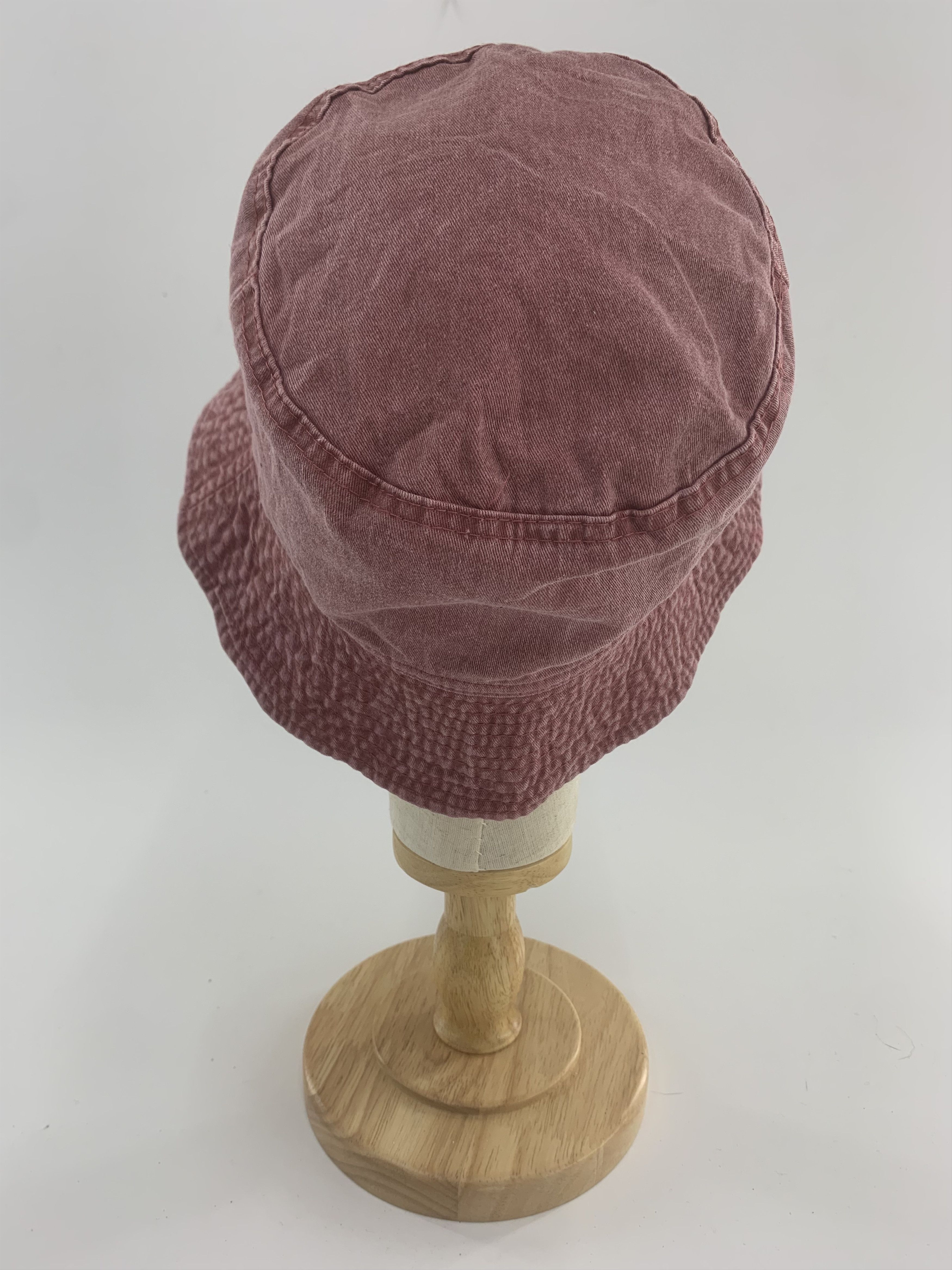 Japanese Brand Red Denim Bucket Hat Faded Size ONE SIZE - 3 Thumbnail