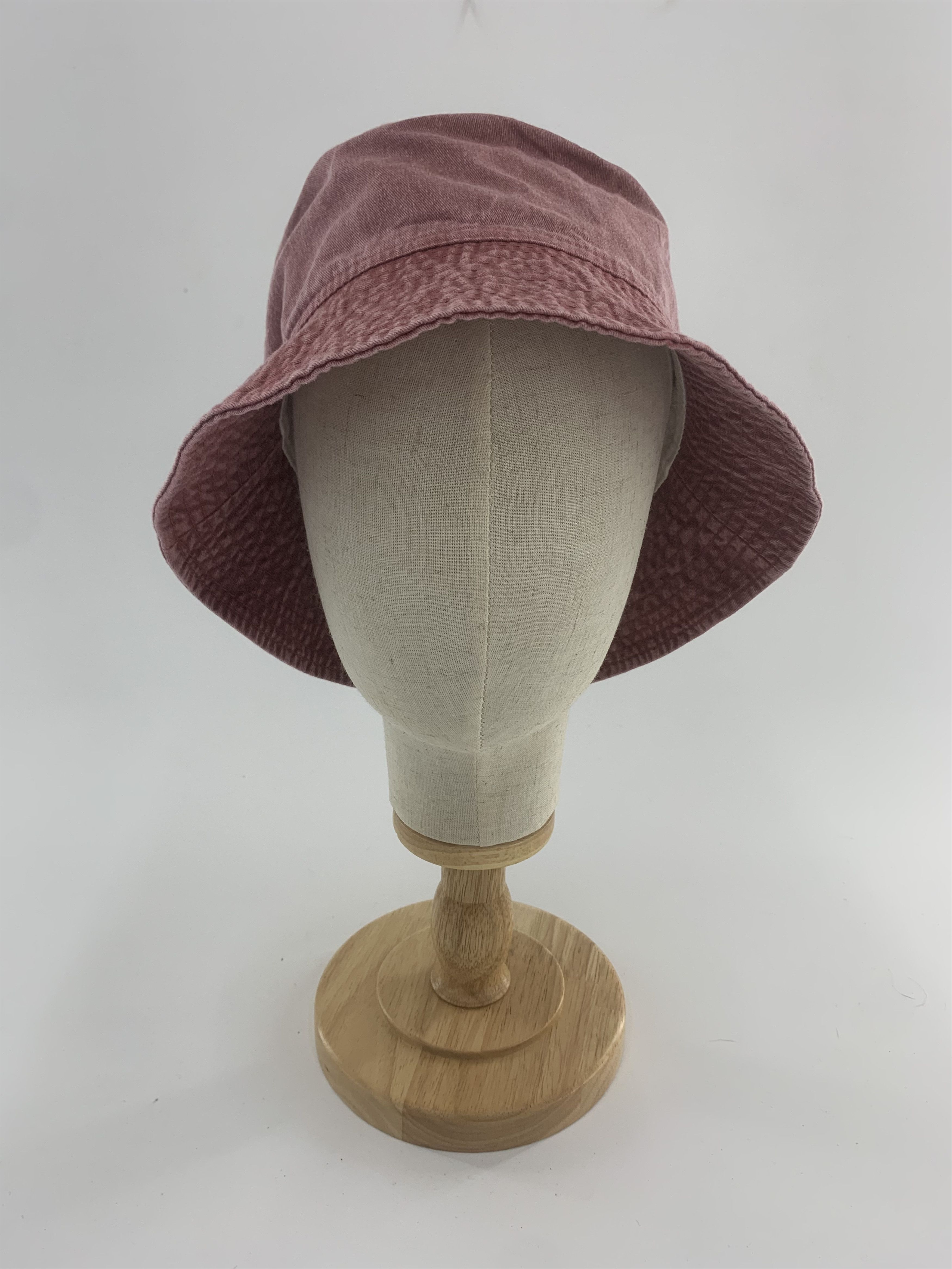 Japanese Brand Red Denim Bucket Hat Faded Size ONE SIZE - 2 Thumbnail