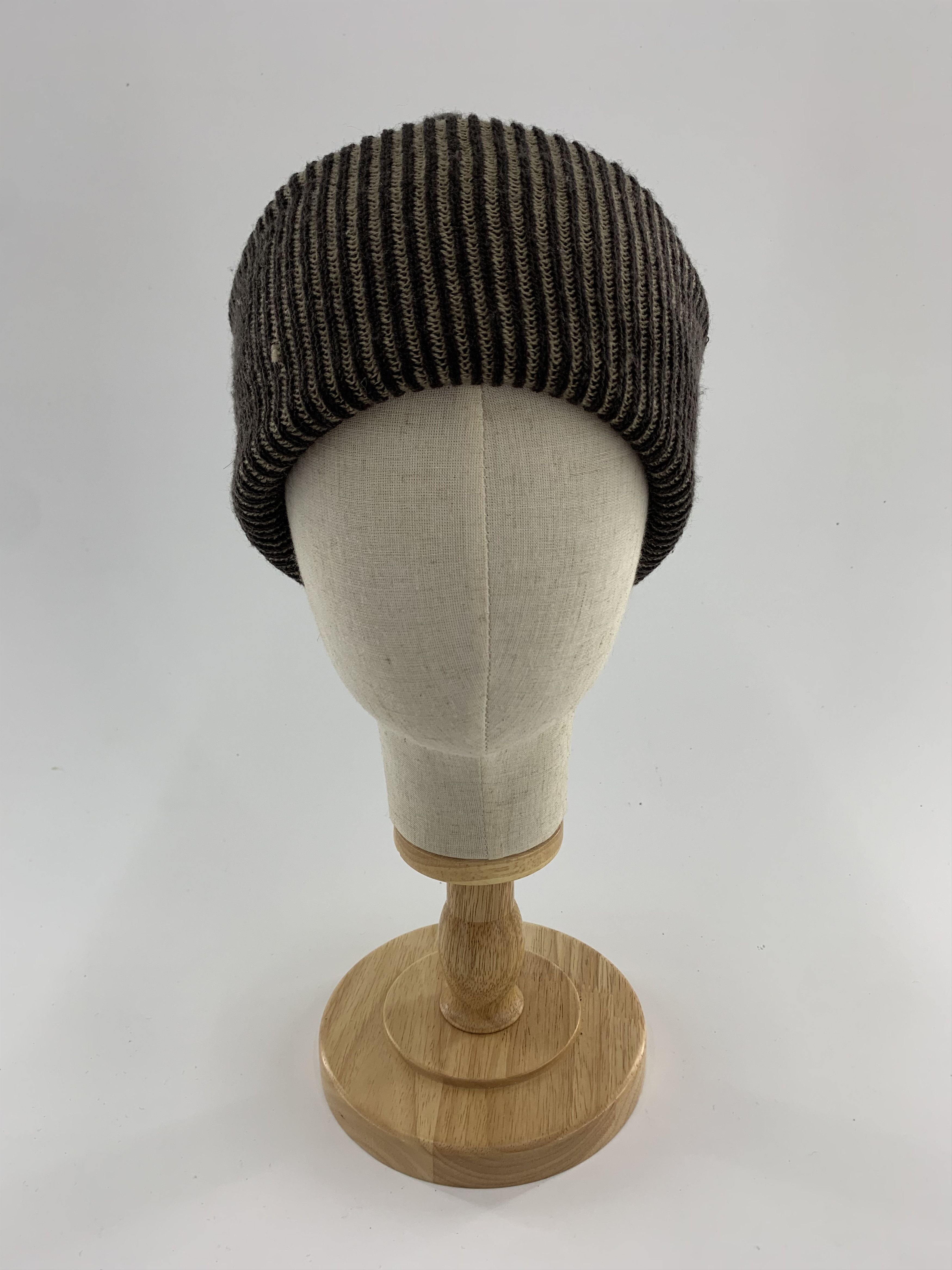 Japanese Brand Iked Nobu Stripe Beanie Hats - B3033 Size ONE SIZE - 2 Thumbnail