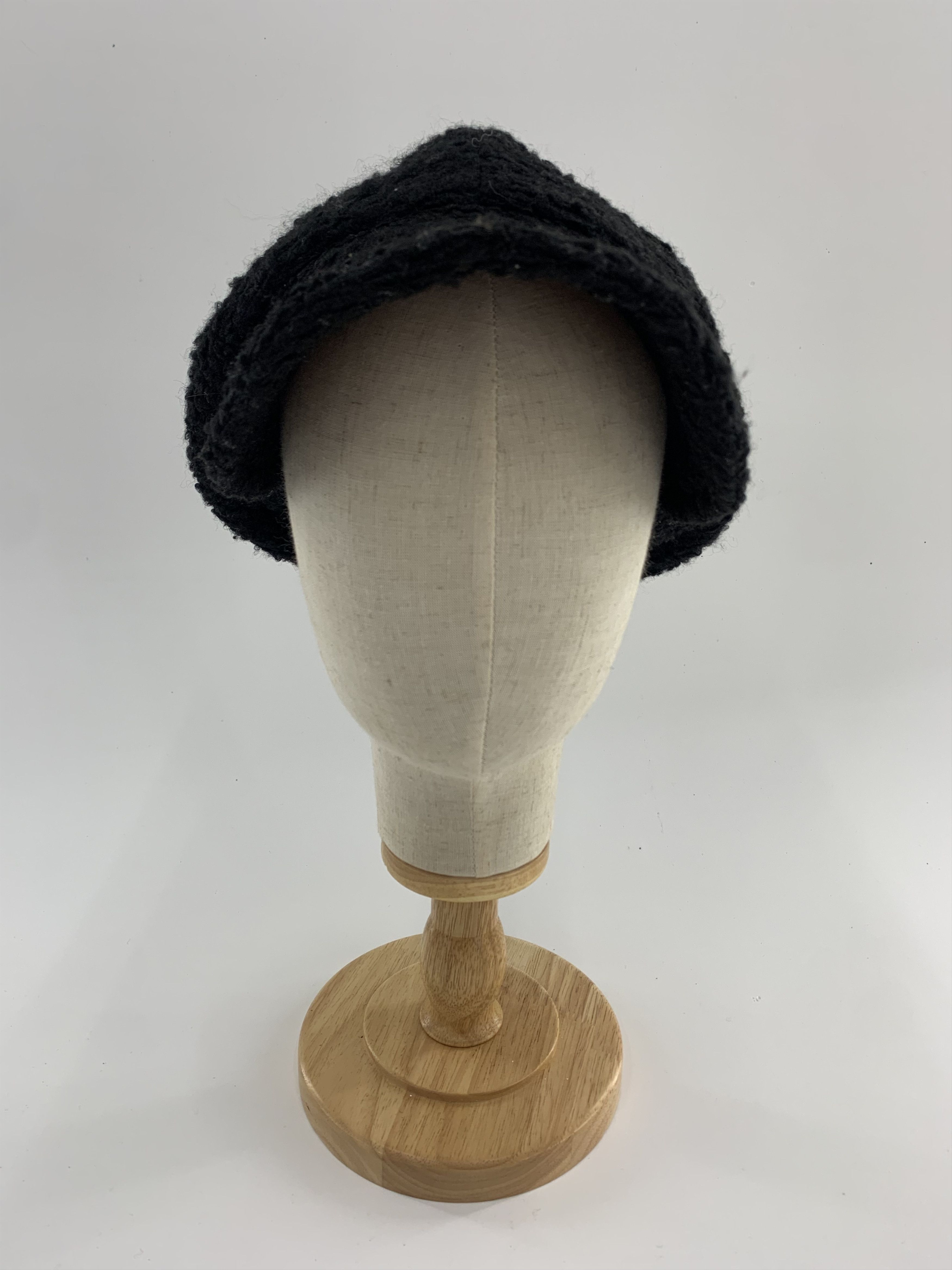 Japanese Brand Black Wool Baker Boy Cap Size ONE SIZE - 2 Thumbnail