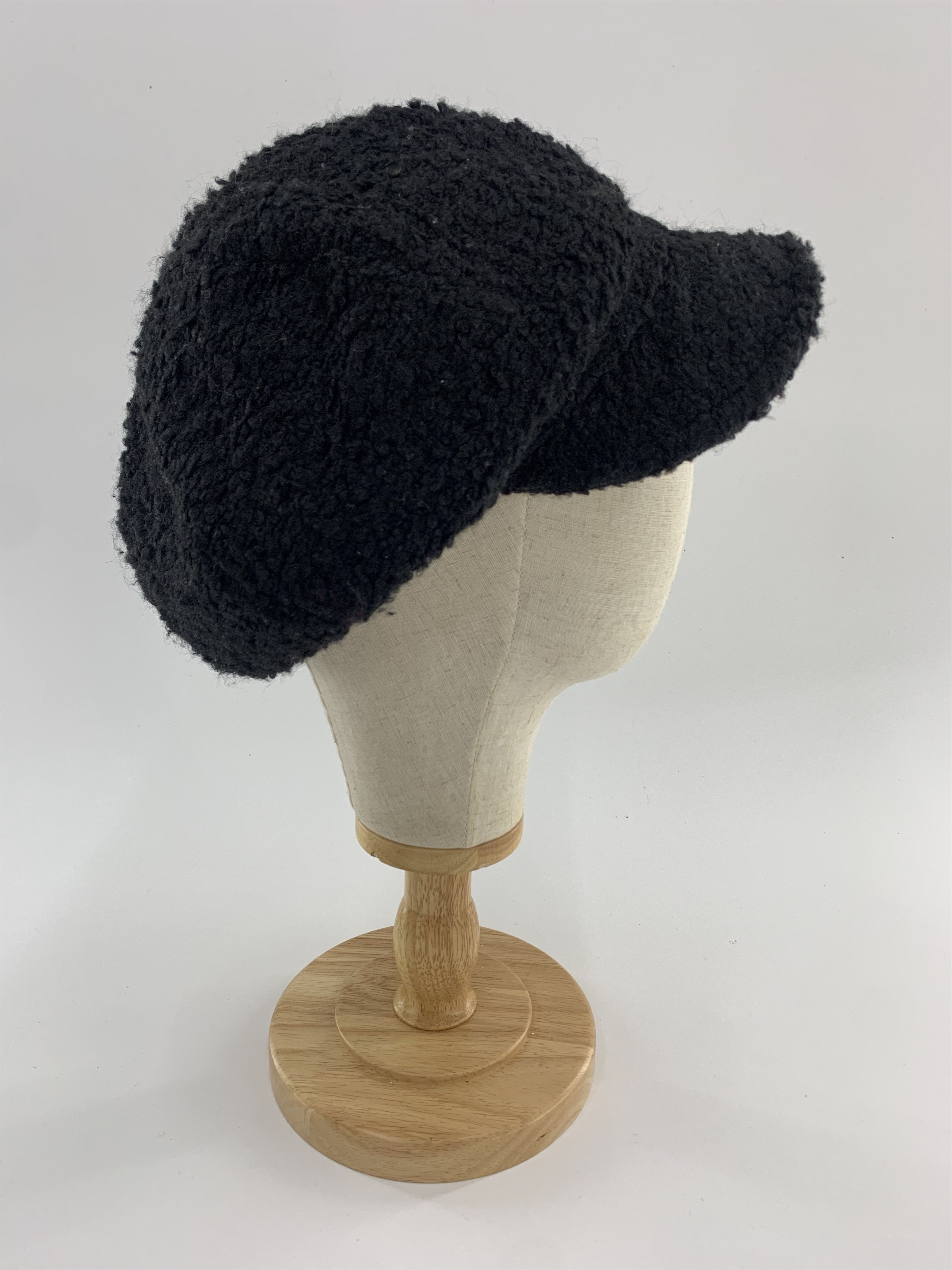 Japanese Brand Black Wool Baker Boy Cap Size ONE SIZE - 4 Thumbnail