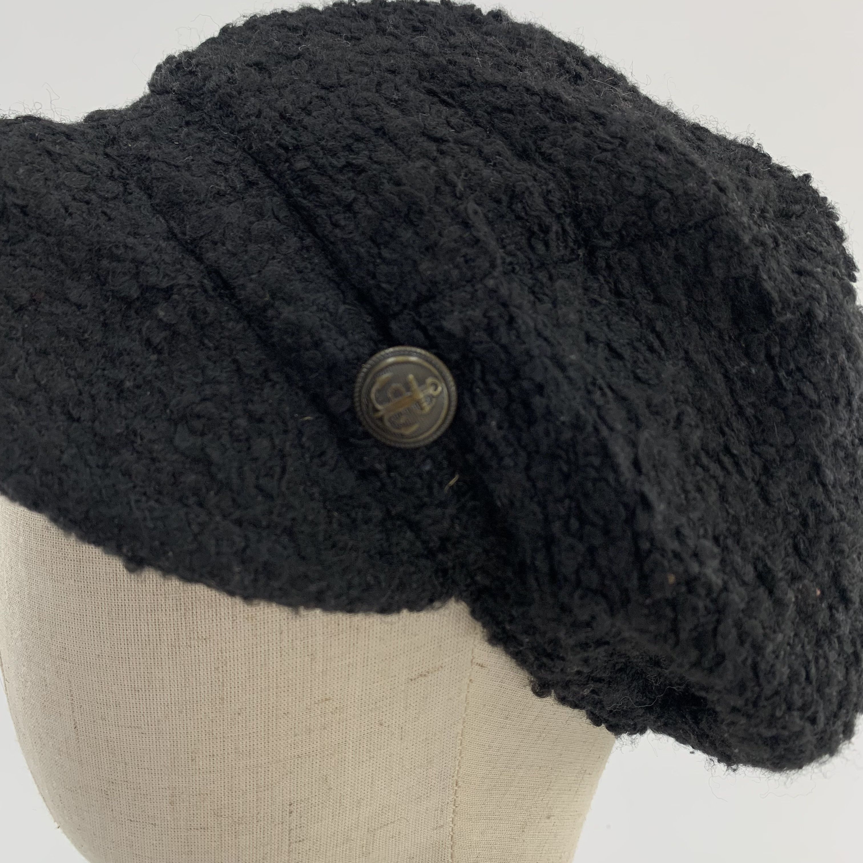 Japanese Brand Black Wool Baker Boy Cap Size ONE SIZE - 6 Thumbnail