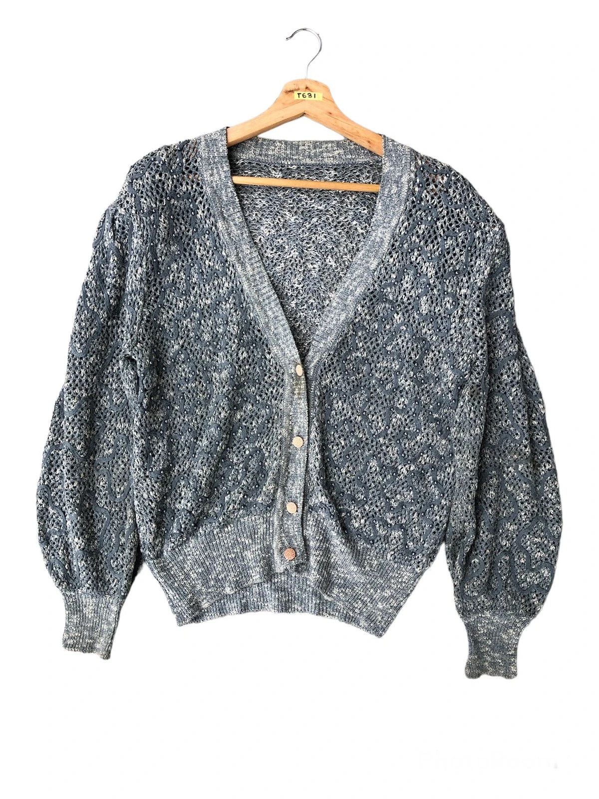 Designer × Japanese Brand 💥Vintage Sexy Cardigan Free Style Mesh Net Knitware Size US L / EU 52-54 / 3 - 3 Thumbnail