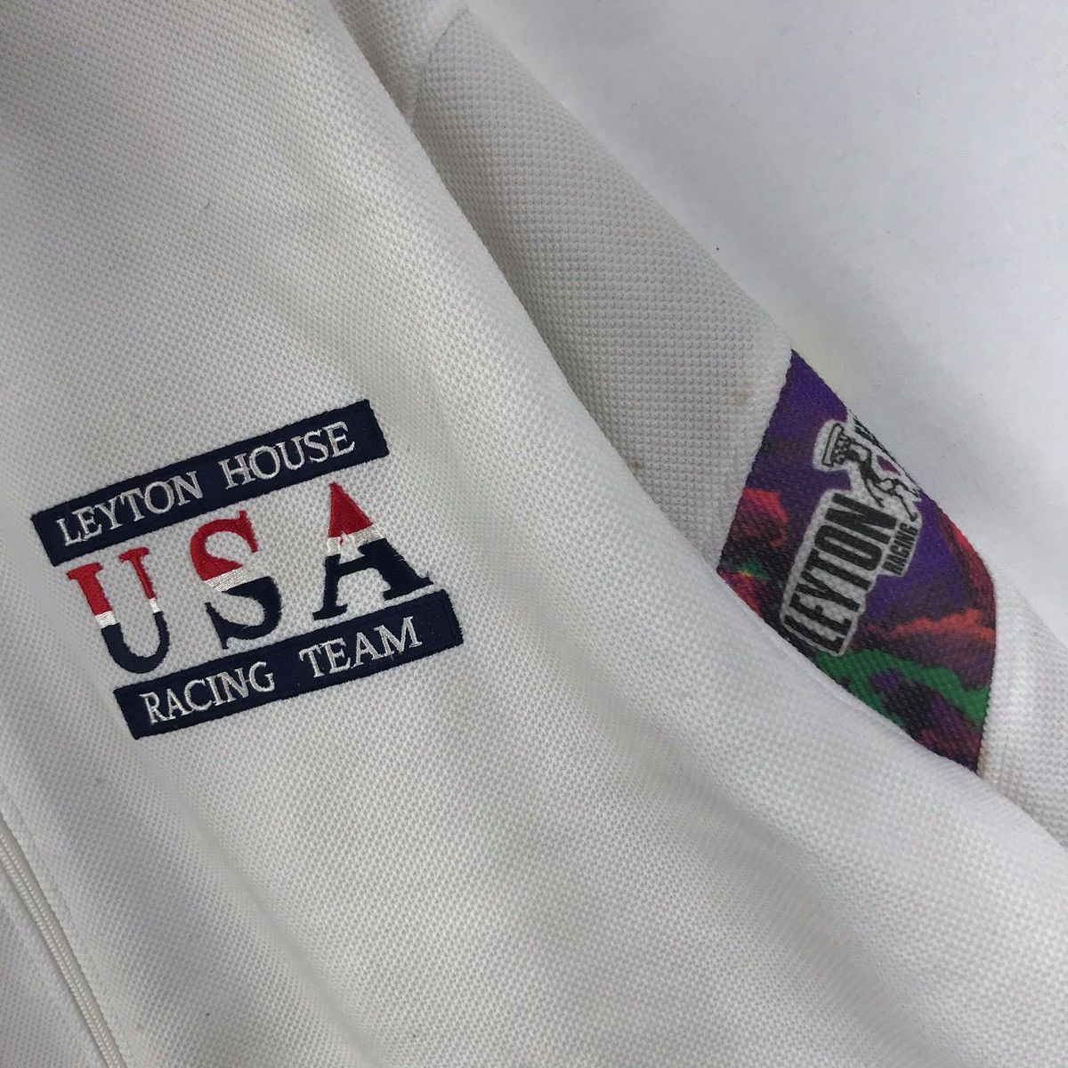 Vintage LEYTON HOUSE USA Racing Team Track Top Sweater Size US XL / EU 56 / 4 - 5 Thumbnail