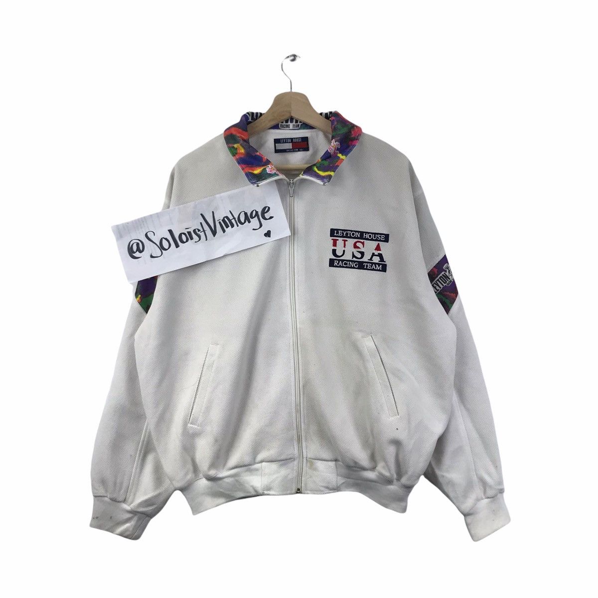 Vintage LEYTON HOUSE USA Racing Team Track Top Sweater Size US XL / EU 56 / 4 - 1 Thumbnail