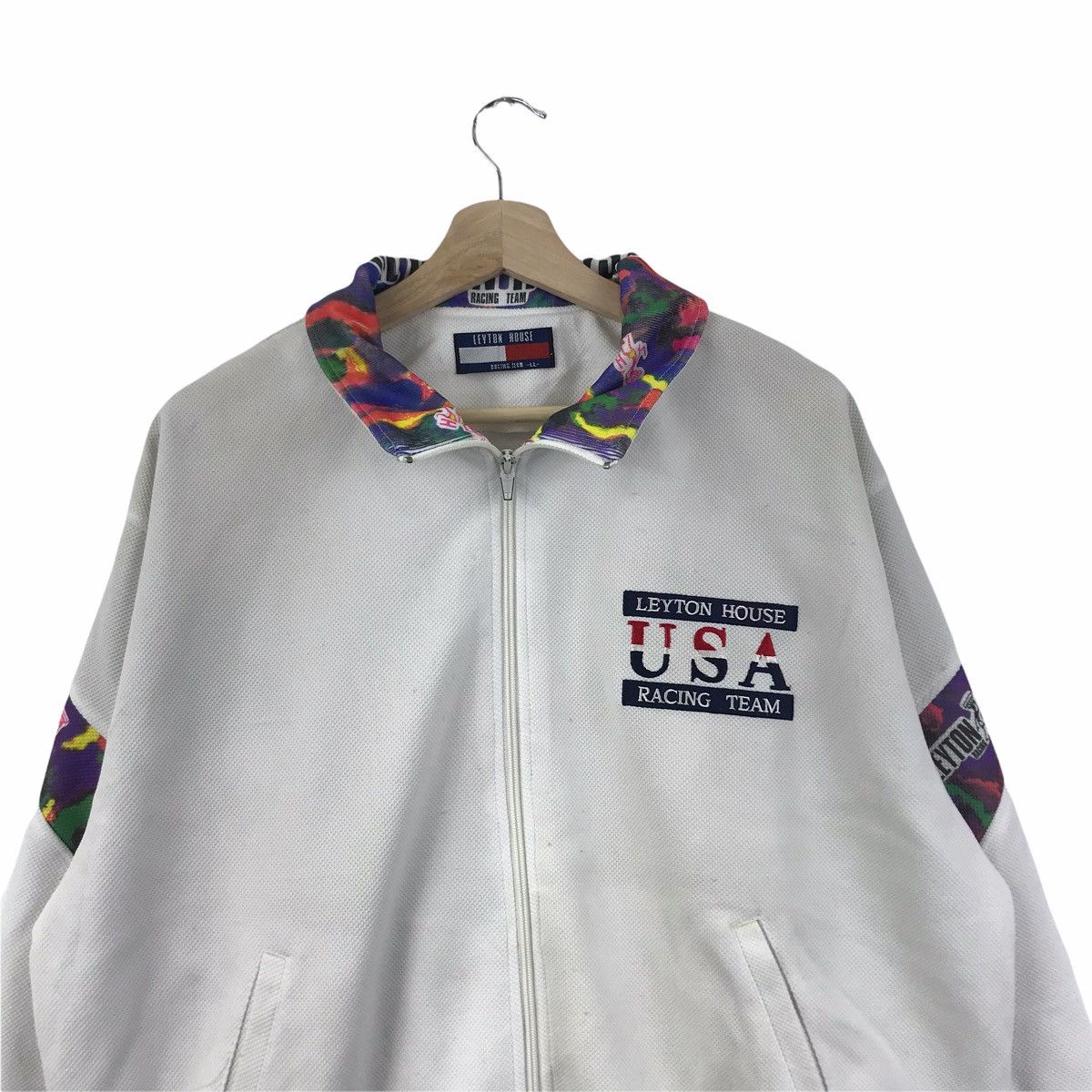 Vintage LEYTON HOUSE USA Racing Team Track Top Sweater Size US XL / EU 56 / 4 - 3 Thumbnail