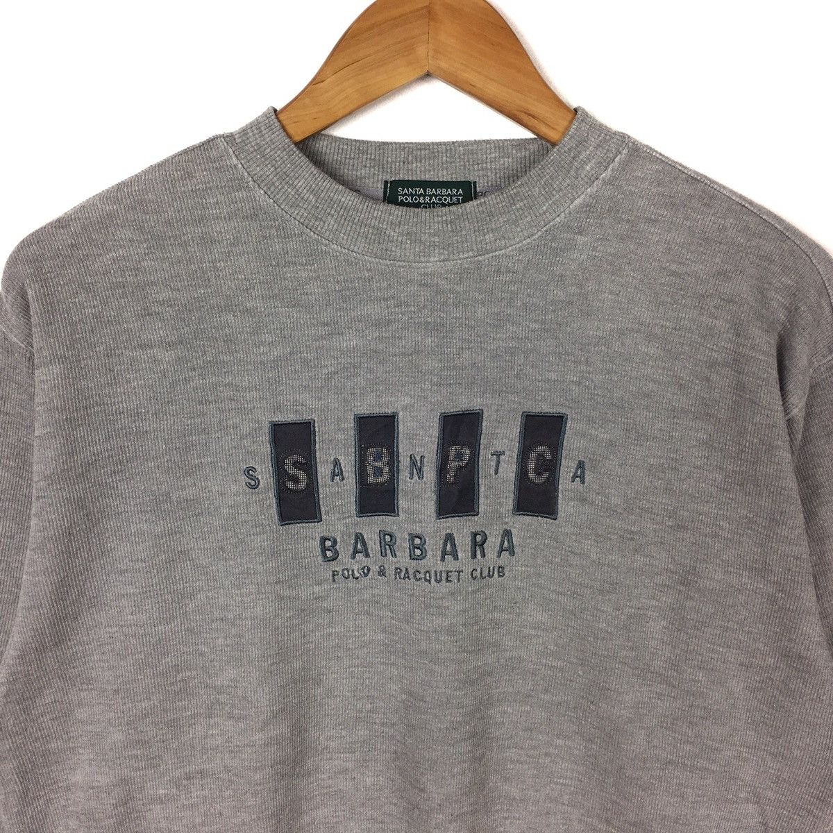 Vintage SANTA BARBARA Polo & Racquet ClubEmbroidered Grey Sweatshirt Size US M / EU 48-50 / 2 - 2 Thumbnail