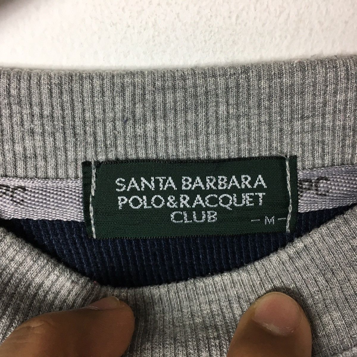 Vintage SANTA BARBARA Polo & Racquet ClubEmbroidered Grey Sweatshirt Size US M / EU 48-50 / 2 - 3 Thumbnail