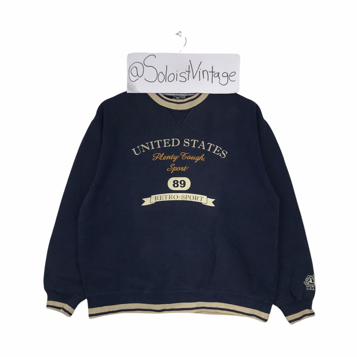 Vintage Vintage 90s PLENTY TOUGH SPORT Usa Blue Sweatshirt Size US S / EU 44-46 / 1 - 1 Thumbnail