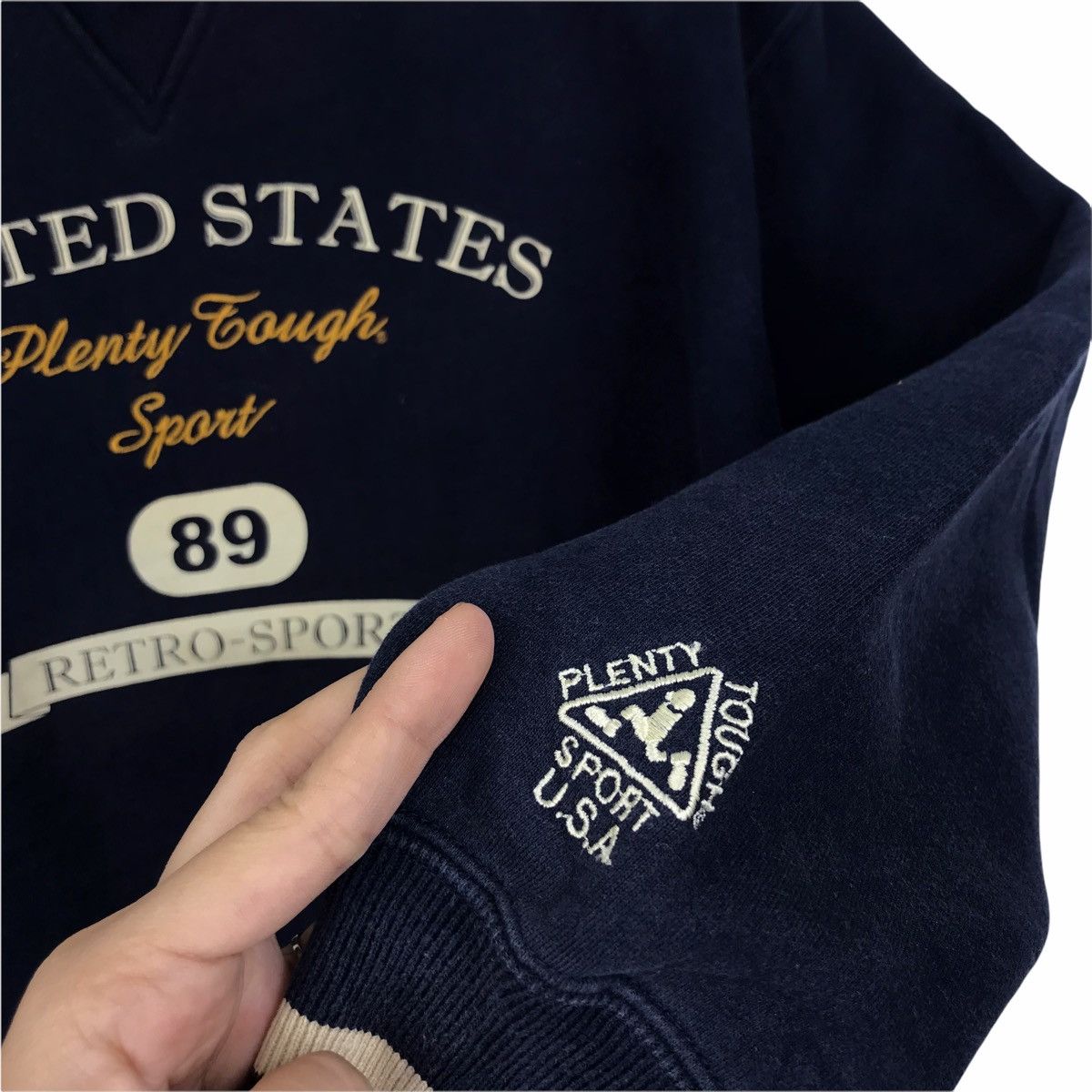 Vintage Vintage 90s PLENTY TOUGH SPORT Usa Blue Sweatshirt Size US S / EU 44-46 / 1 - 6 Thumbnail