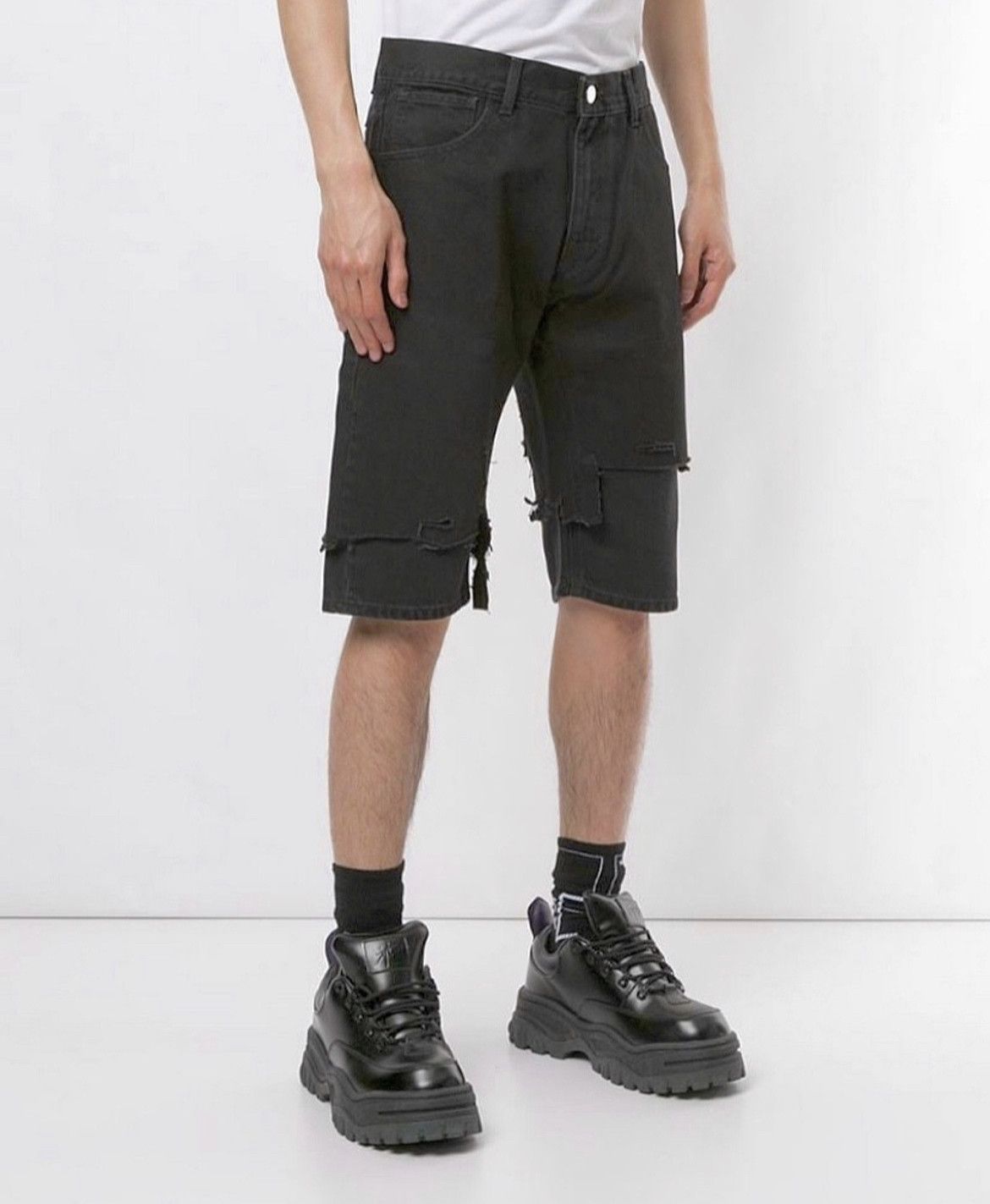 Raf Simons Destroyed Denim Short