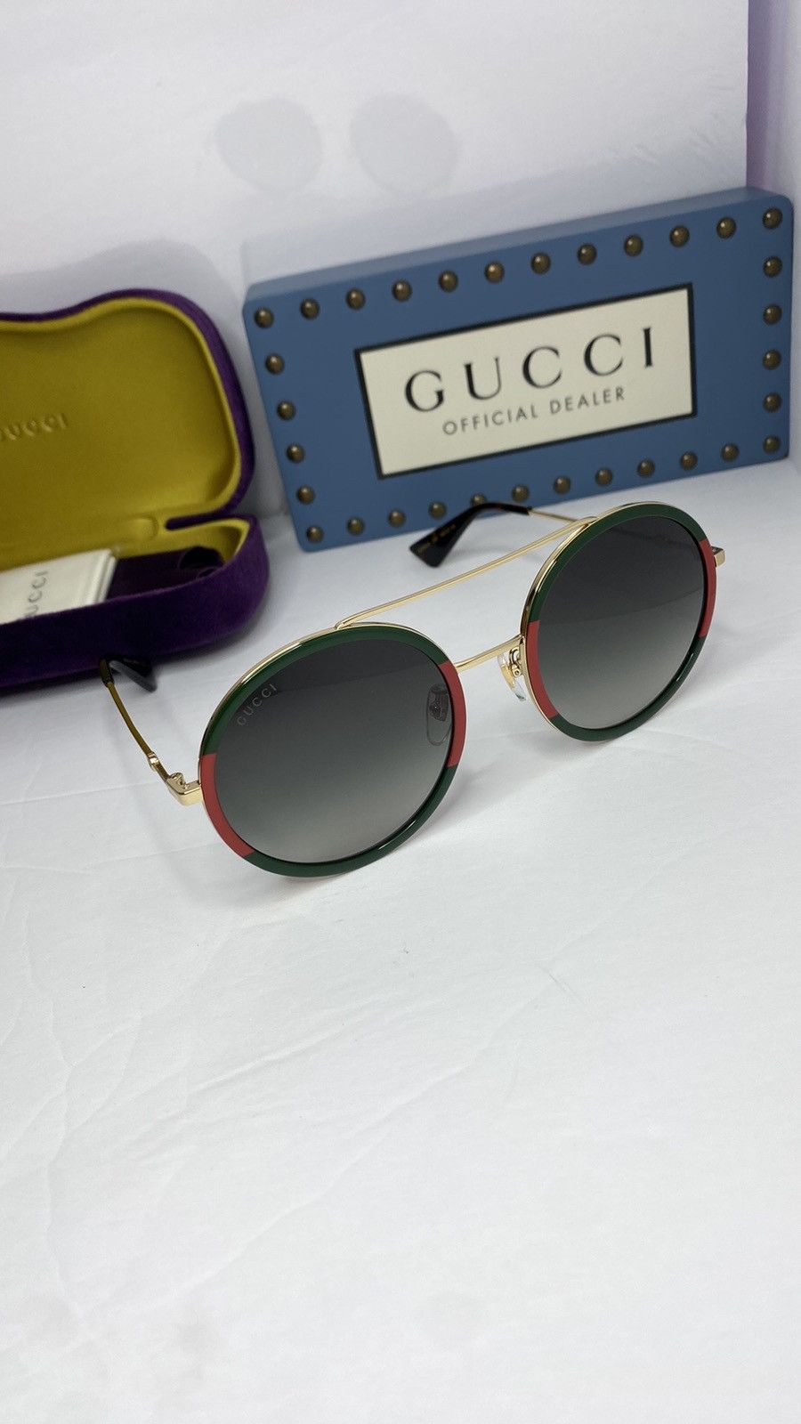 Gucci GUCCI Green Gradient Round Ladies Sunglasses GG0061S 003 56 Size ONE SIZE - 4 Thumbnail