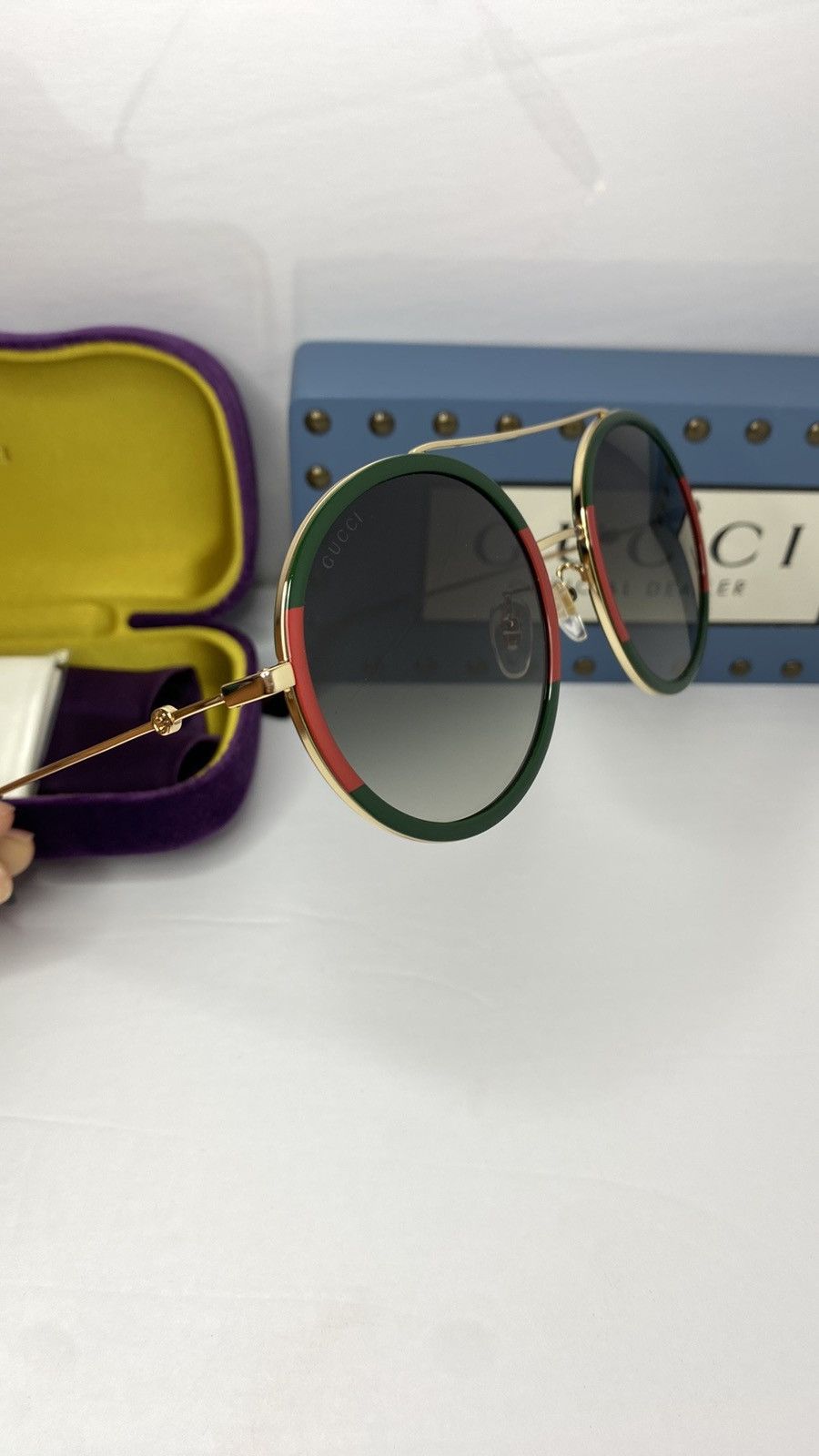 Gucci GUCCI Green Gradient Round Ladies Sunglasses GG0061S 003 56 Size ONE SIZE - 10 Thumbnail