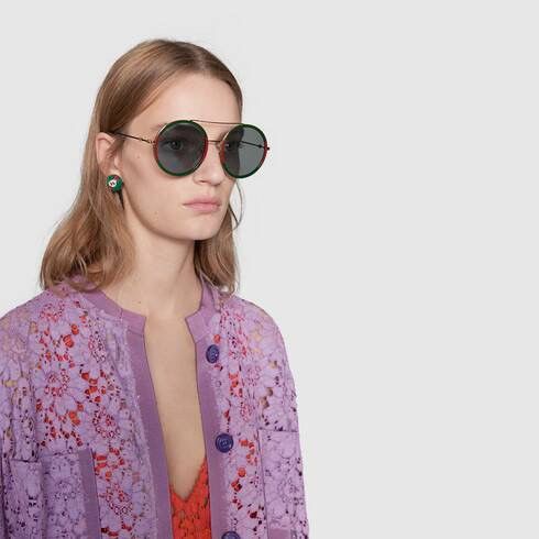Gucci GUCCI Green Gradient Round Ladies Sunglasses GG0061S 003 56 Size ONE SIZE - 3 Thumbnail