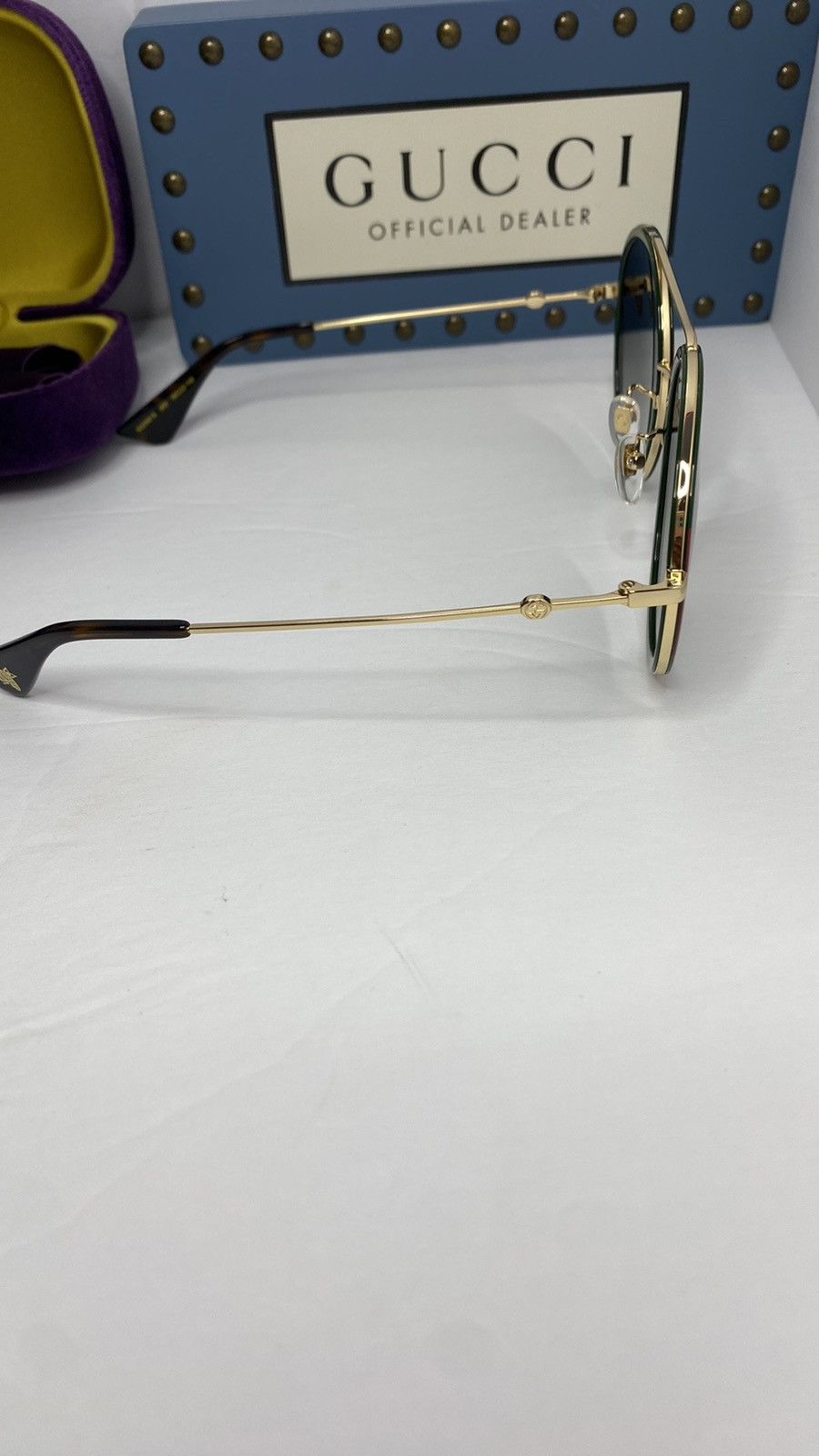 Gucci GUCCI Green Gradient Round Ladies Sunglasses GG0061S 003 56 Size ONE SIZE - 6 Thumbnail