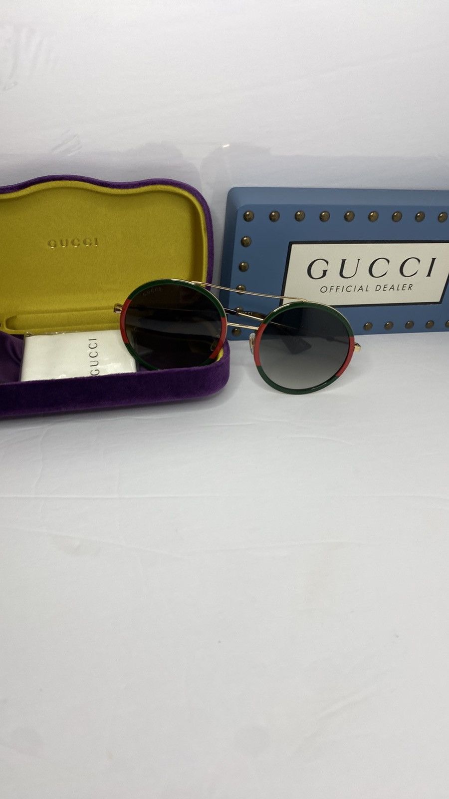 Gucci GUCCI Green Gradient Round Ladies Sunglasses GG0061S 003 56 Size ONE SIZE - 13 Thumbnail