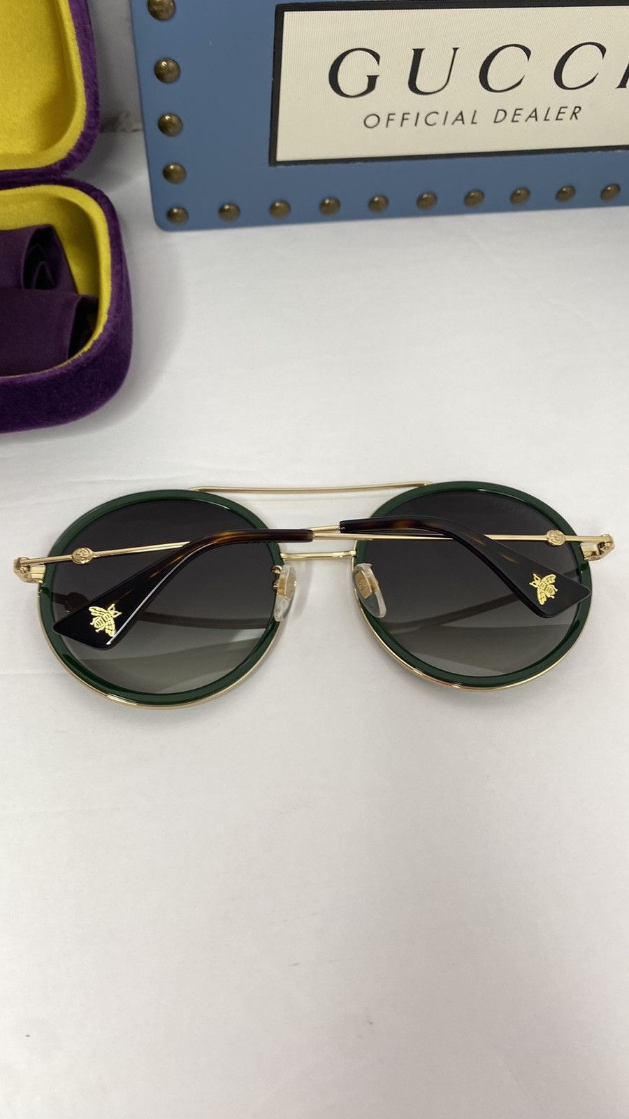 Gucci GUCCI Green Gradient Round Ladies Sunglasses GG0061S 003 56 Size ONE SIZE - 14 Thumbnail