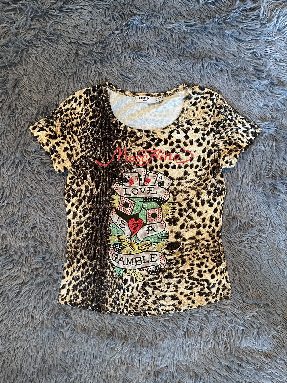 Moschino × Vintage Moschino vintage Ed Hardy esthetic Love is a Gamble t-shirt Size M / US 6-8 / IT 42-44 - 1 Thumbnail