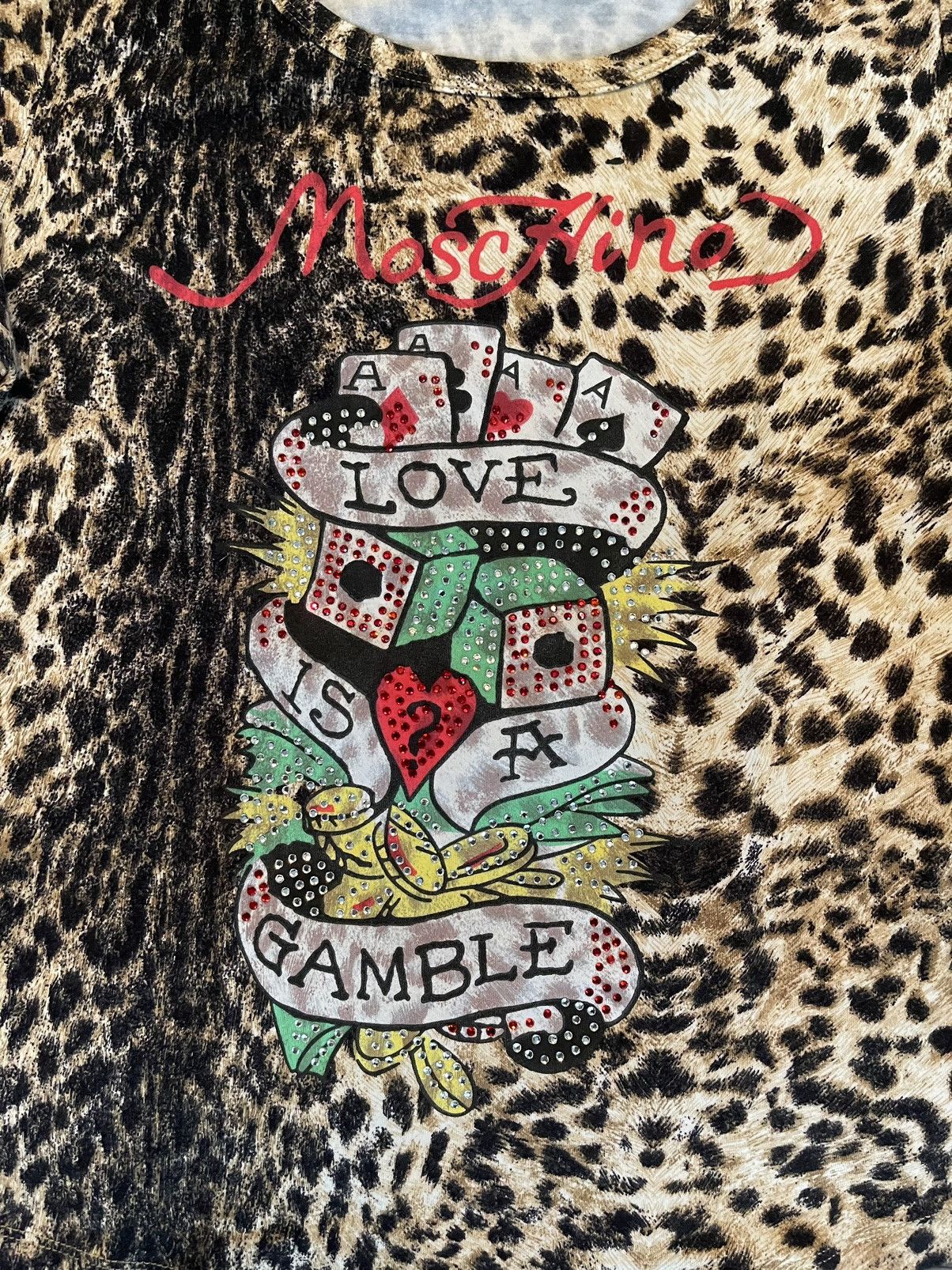 Moschino × Vintage Moschino vintage Ed Hardy esthetic Love is a Gamble t-shirt Size M / US 6-8 / IT 42-44 - 2 Thumbnail