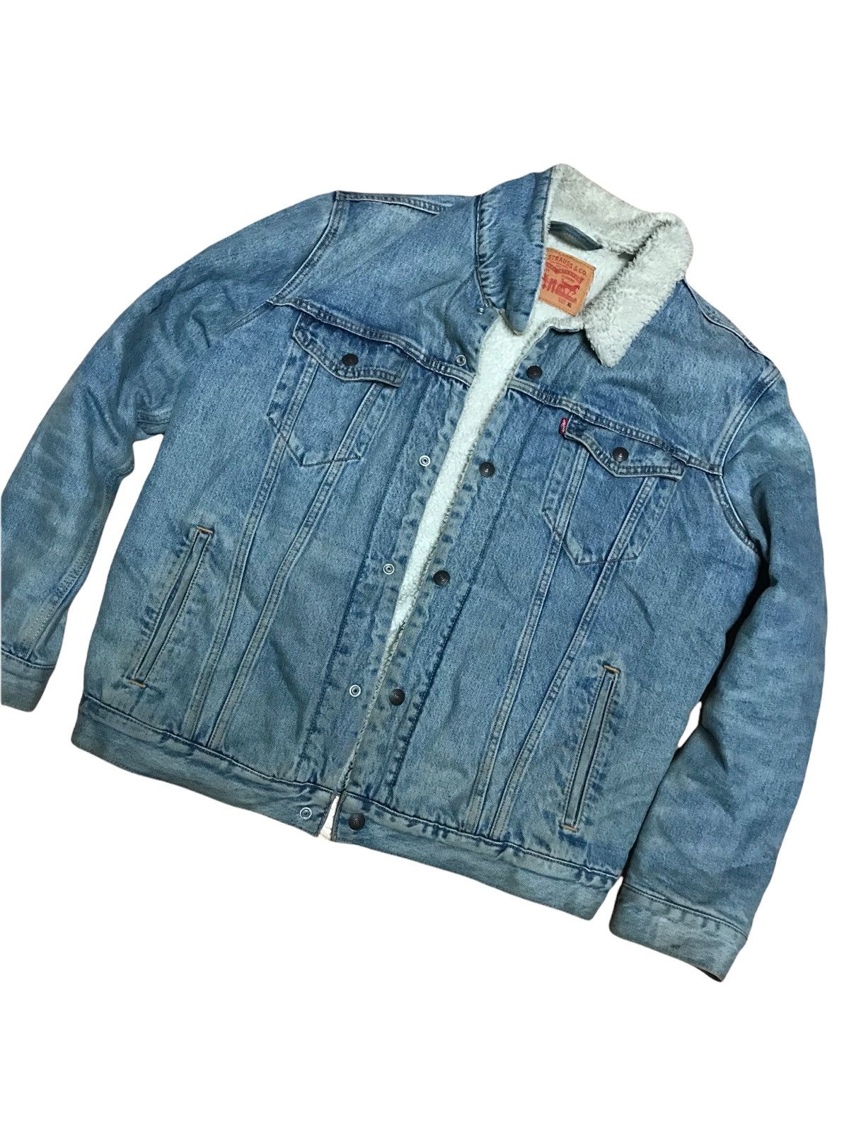Levi's × Vintage Levi’s xl Sherpa mid beige wash denim jacket Size US XL / EU 56 / 4 - 1 Thumbnail