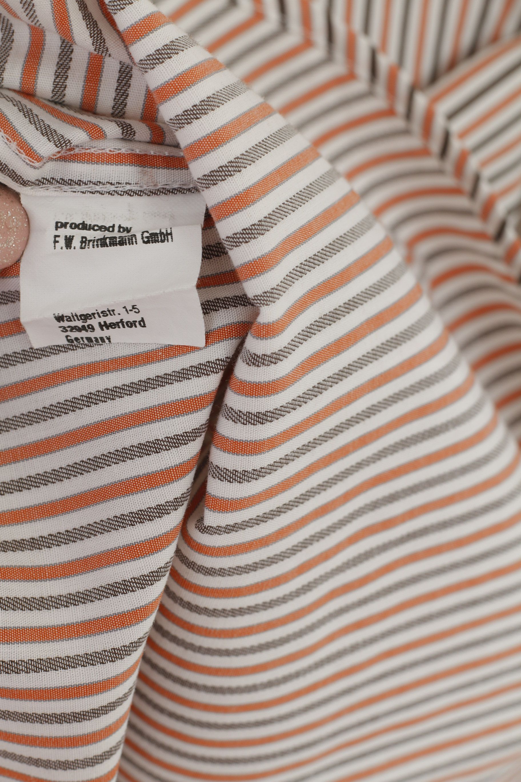 Bugatti Bugatti Men 15.5 M Casual Shirt Orange Striped 6982 Size US M / EU 48-50 / 2 - 7 Thumbnail