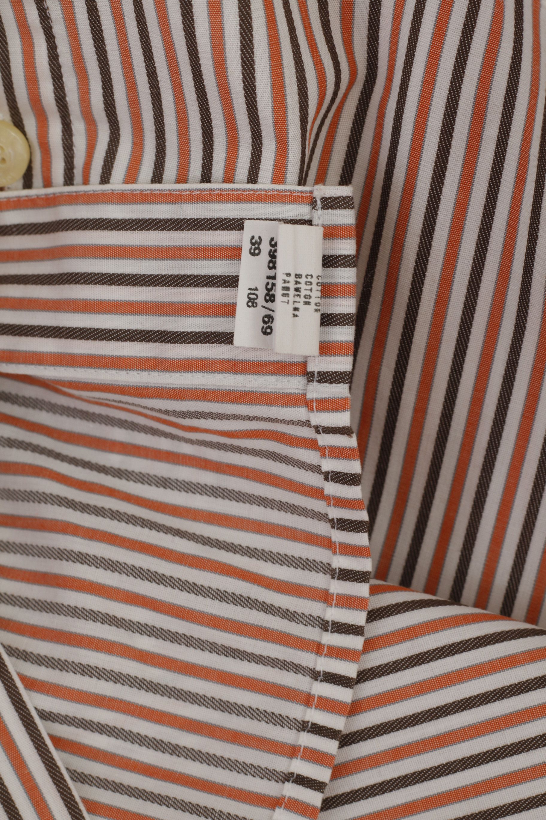 Bugatti Bugatti Men 15.5 M Casual Shirt Orange Striped 6982 Size US M / EU 48-50 / 2 - 6 Thumbnail