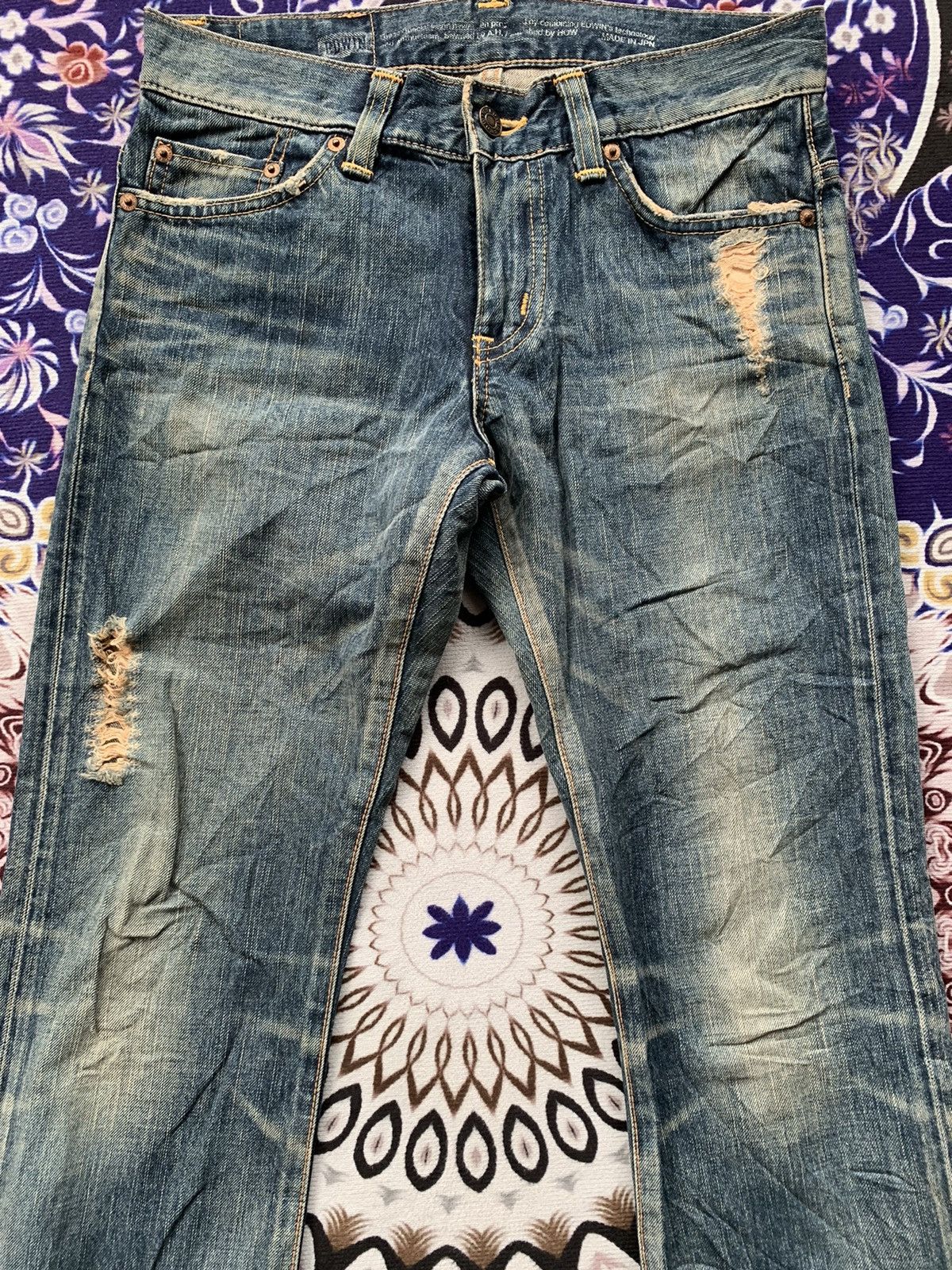 Edwin Japan Vintage Edwin Wide Leg Distressed Denim Size US 30 / EU 46 - 5 Thumbnail