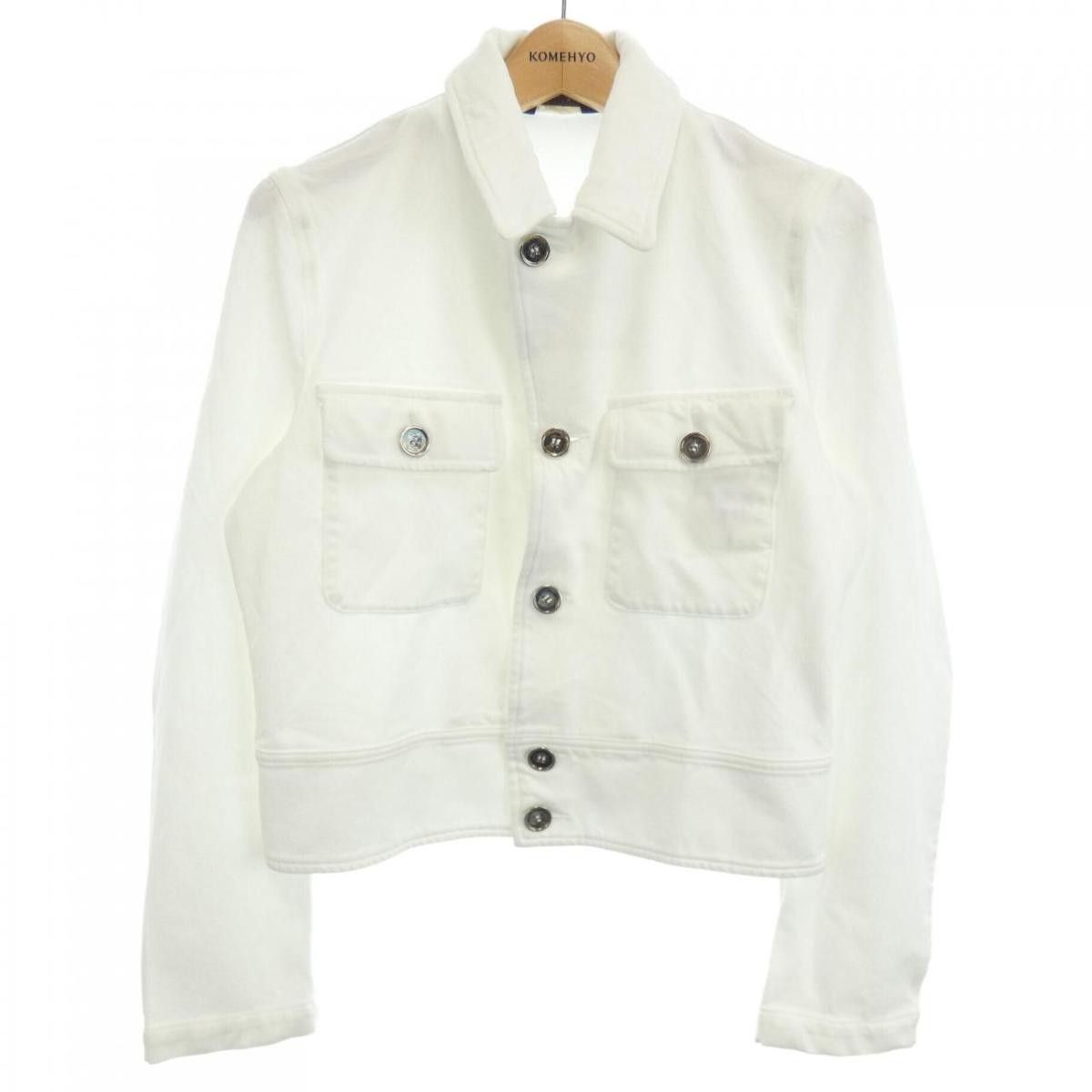 Denim Jackets White Plain Long Sleeve Button