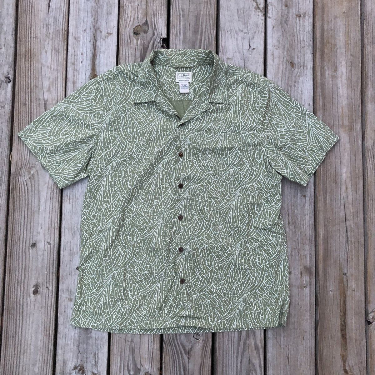 L.L. Bean × Vintage LL Bean Camp Collar Palm Leaves Pattern Button Shirt Size US L / EU 52-54 / 3 - 1 Thumbnail