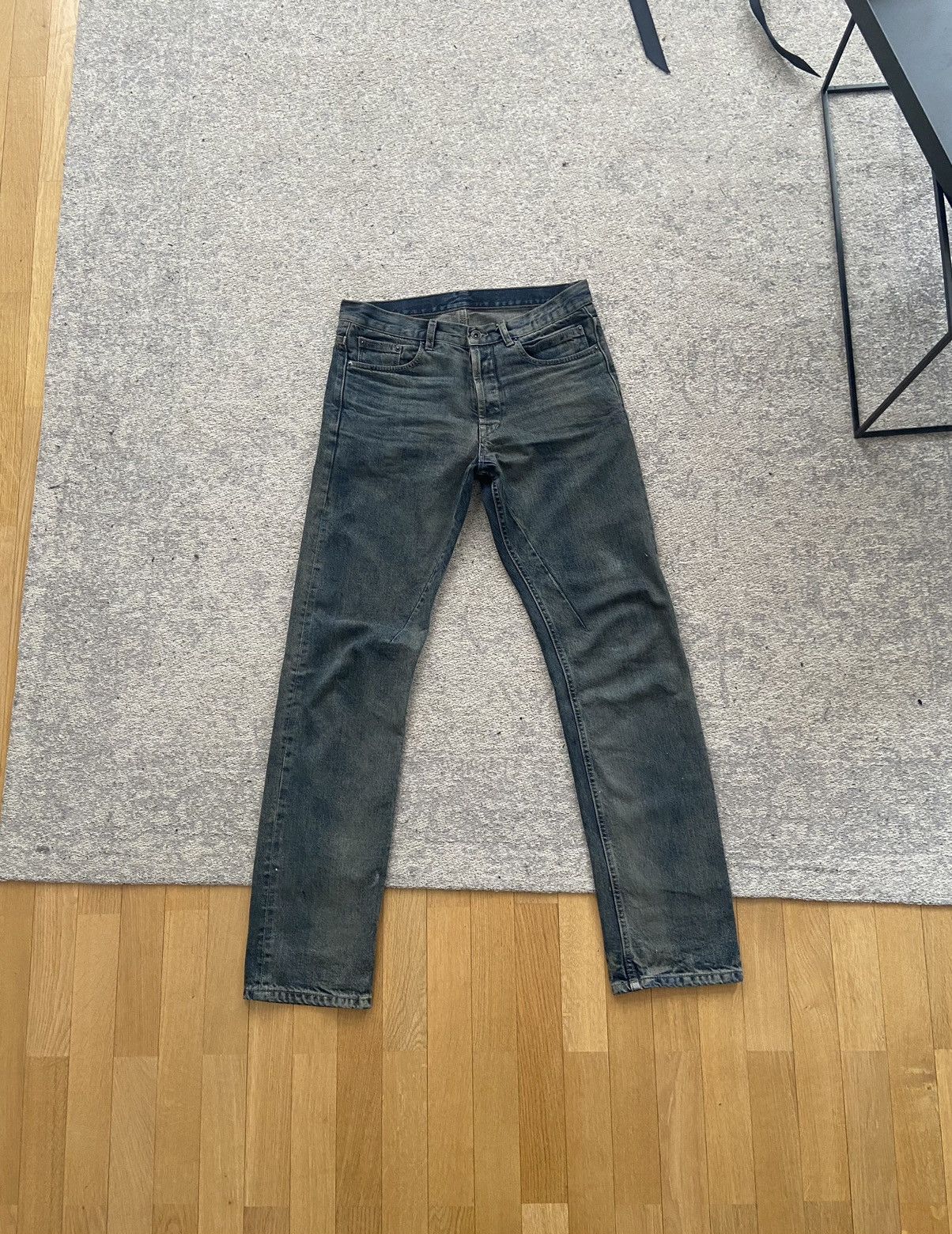 Pre-owned Rick Owens Drkshdw Ss15 Hustler Blue Berlin Cut Denim Jeans