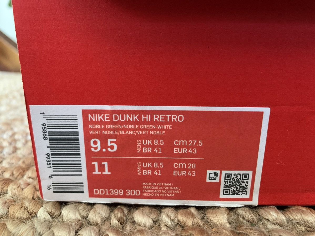 Nike Nike Dunk Hi Retro green size 9.5 Size US 9.5 / EU 42-43 - 7 Thumbnail