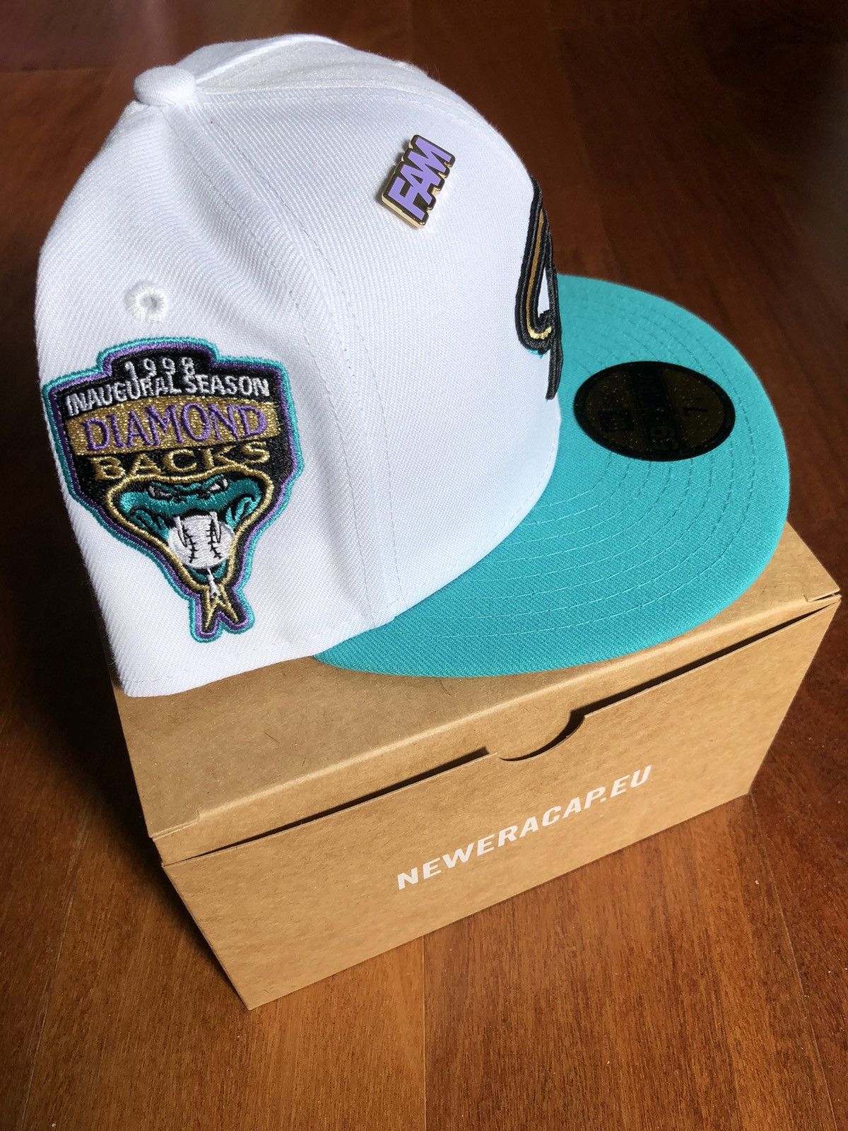 MLB × New Era White Teal Arizona Diamondbacks 7 1/4 Two 2 Tone Purple 1998 Size ONE SIZE - 2 Thumbnail