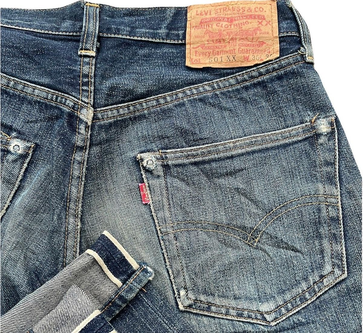 Levi's Vintage Levis 1998 501XX E 1955 Selvedge Aging Distressed Size US 29 - 5 Thumbnail