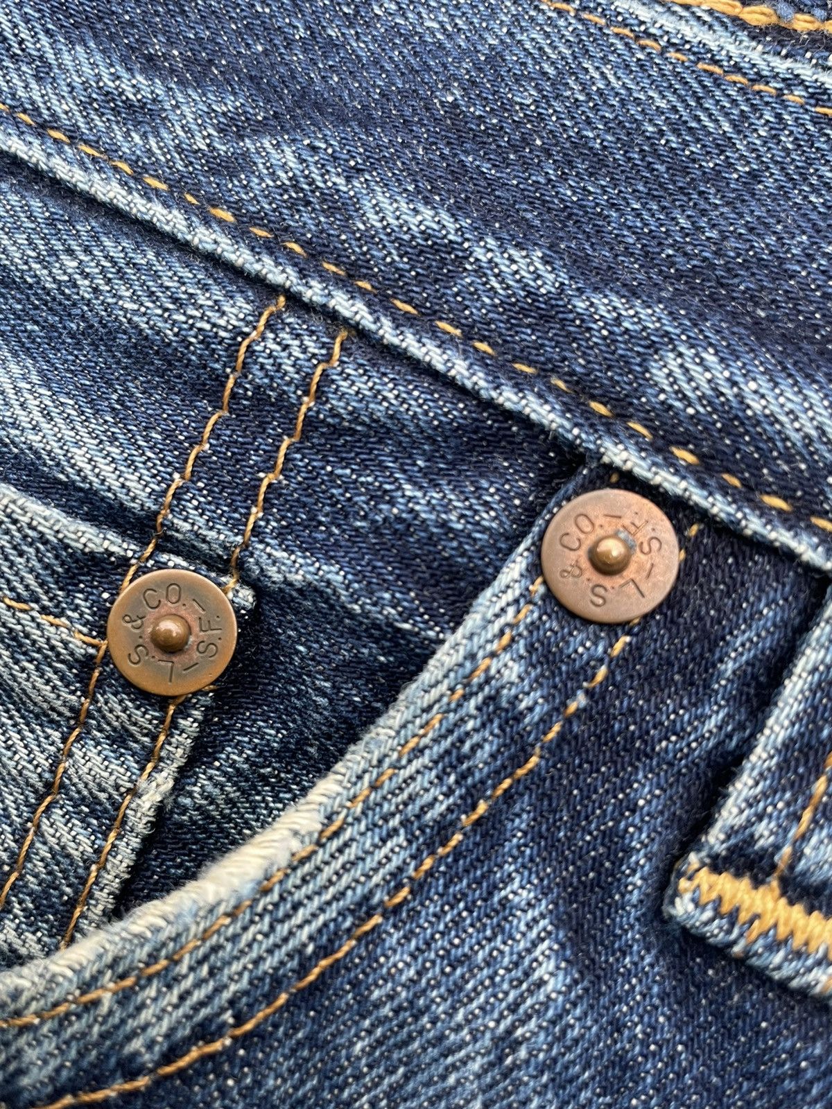 Levi's Vintage Levi’s 97 201XX E 1937 Selvedge Aging Distressed Size US 28 / EU 44 - 25 Thumbnail